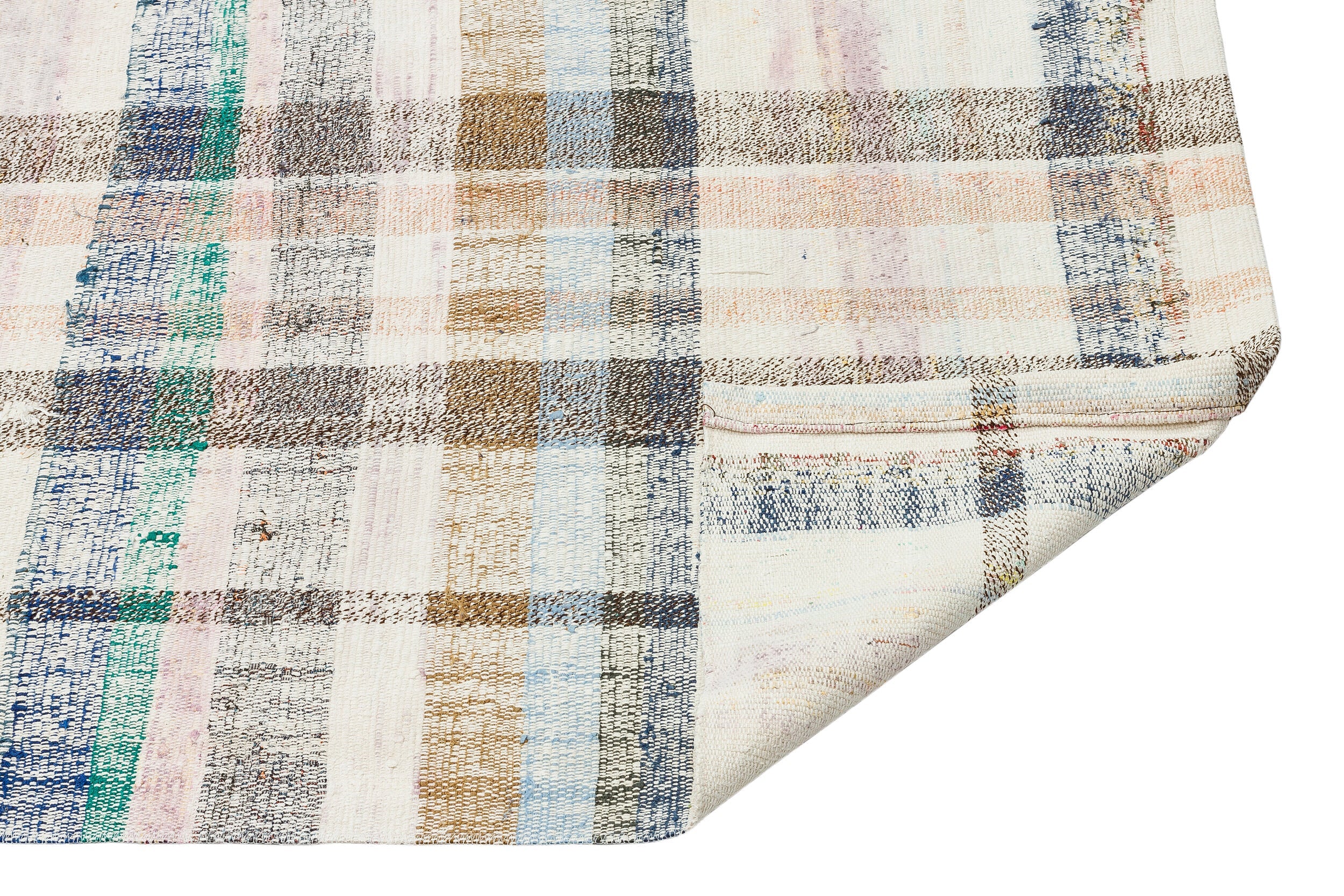 Girit Beige Striped Wool Handmade Area Rug 2'10" x 7'9"