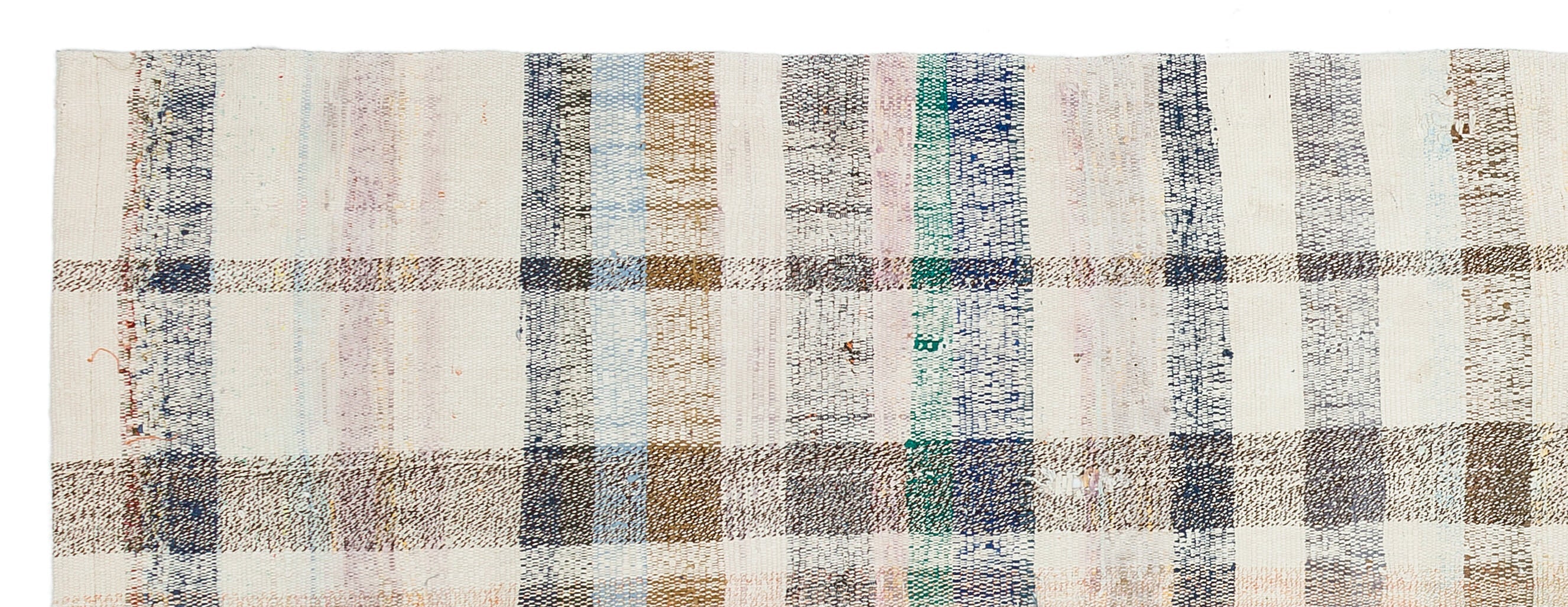 Girit Beige Striped Wool Handmade Area Rug 2'10" x 7'9"