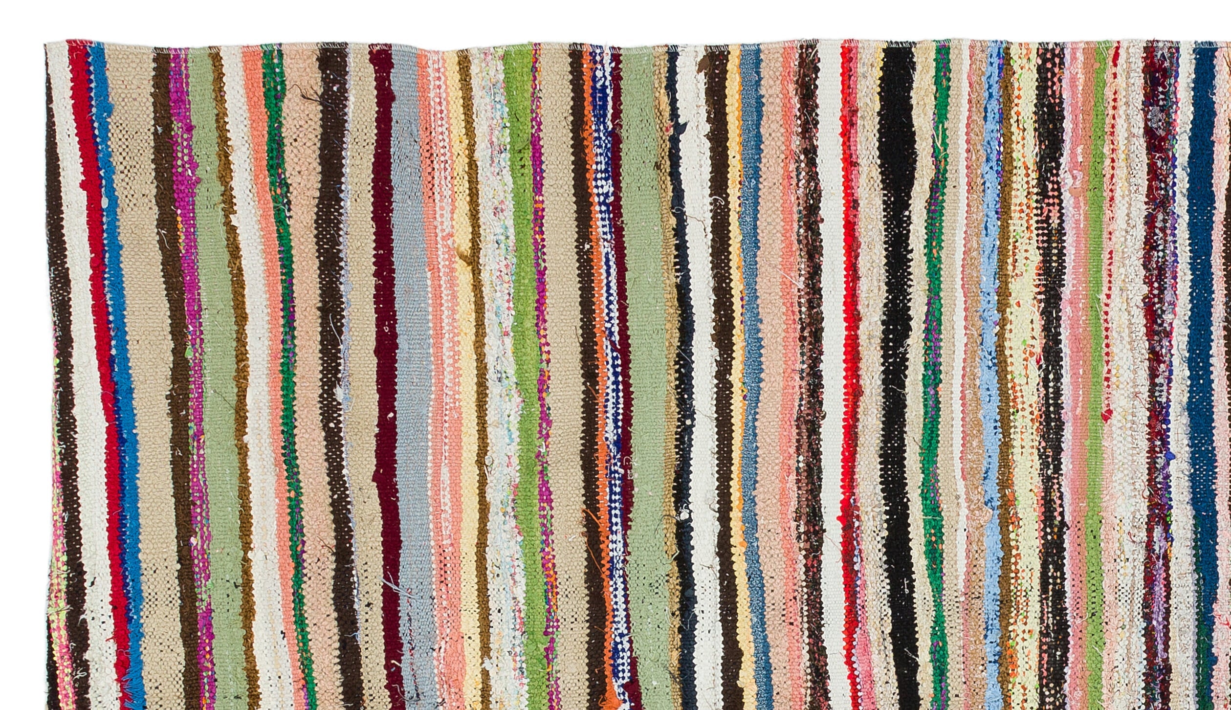 Girit Beige Striped Wool Handmade Area Rug 4'2" x 7'4"