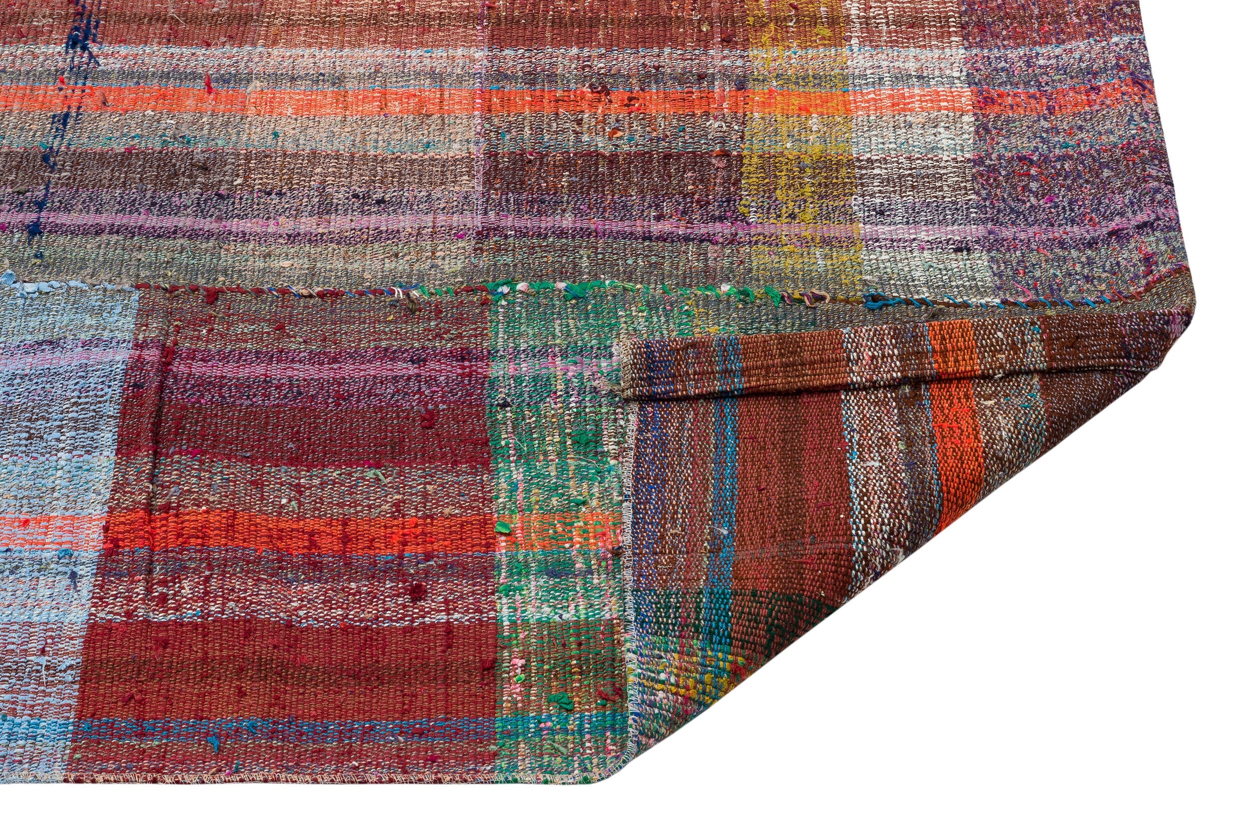 Girit Beige Striped Wool Handmade Area Rug 5'6" x 8'8"