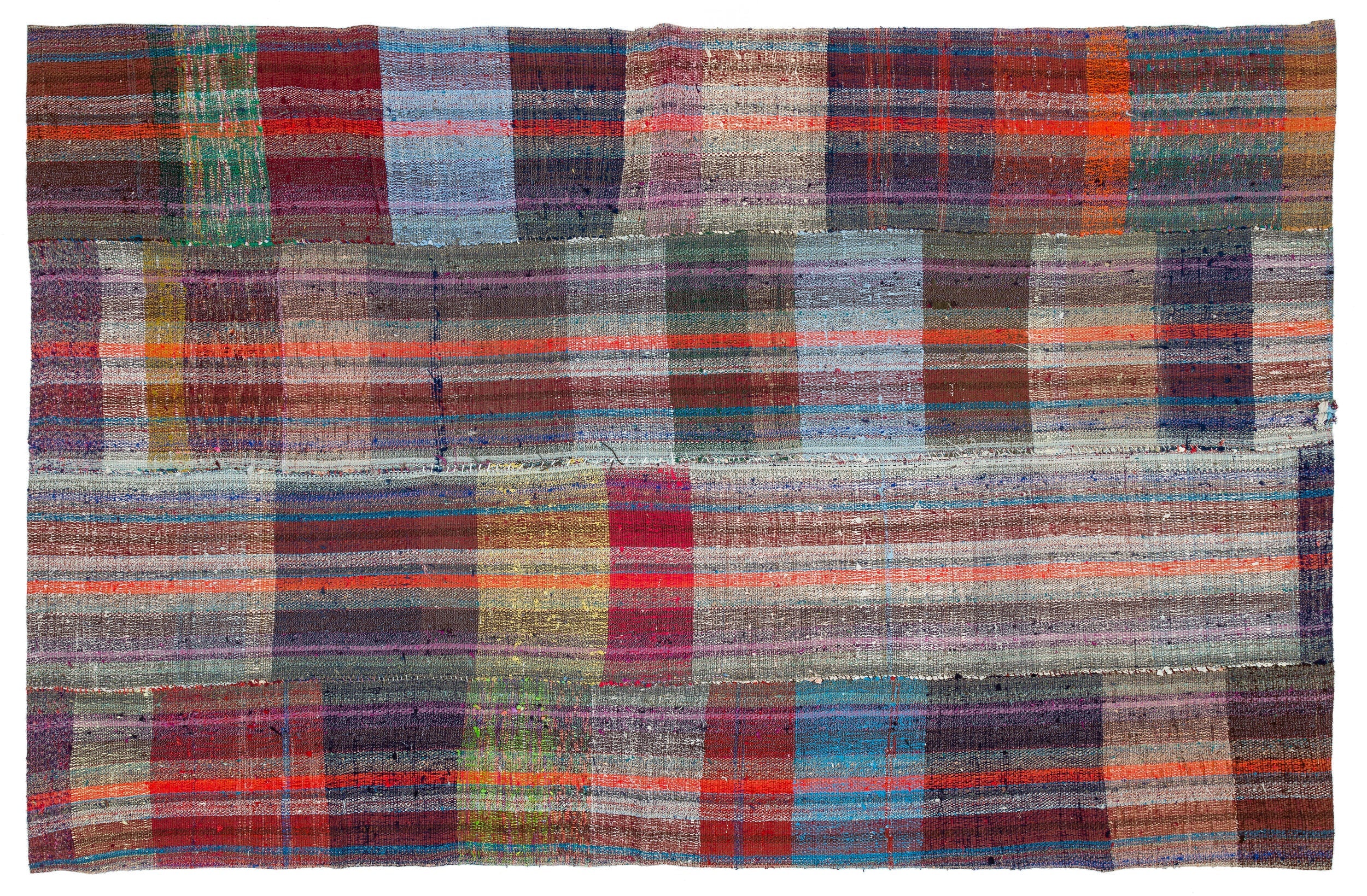 Girit Beige Striped Wool Handmade Area Rug 5'6" x 8'8"