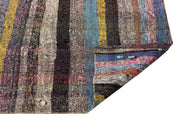Girit Beige Striped Wool Handmade Area Rug 4'6" x 10'1"