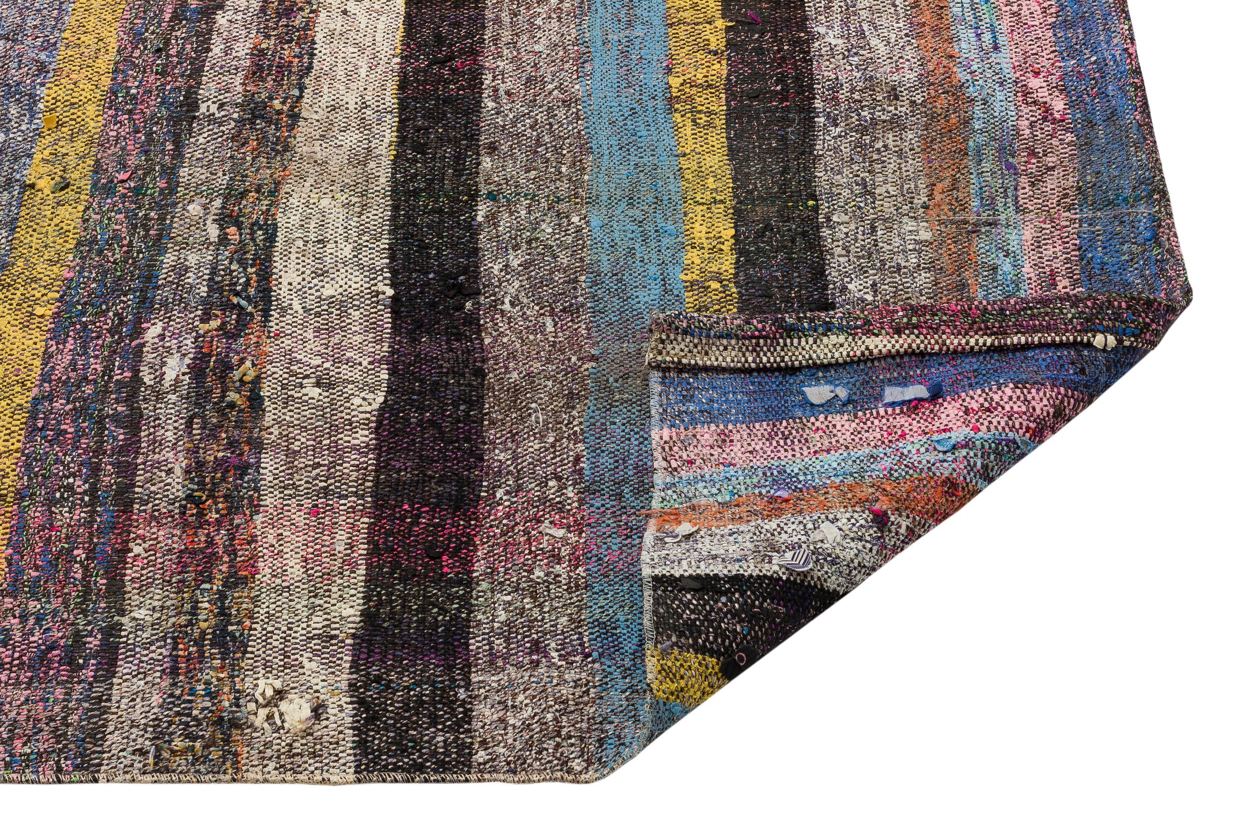Girit Beige Striped Wool Handmade Area Rug 4'6" x 10'1"