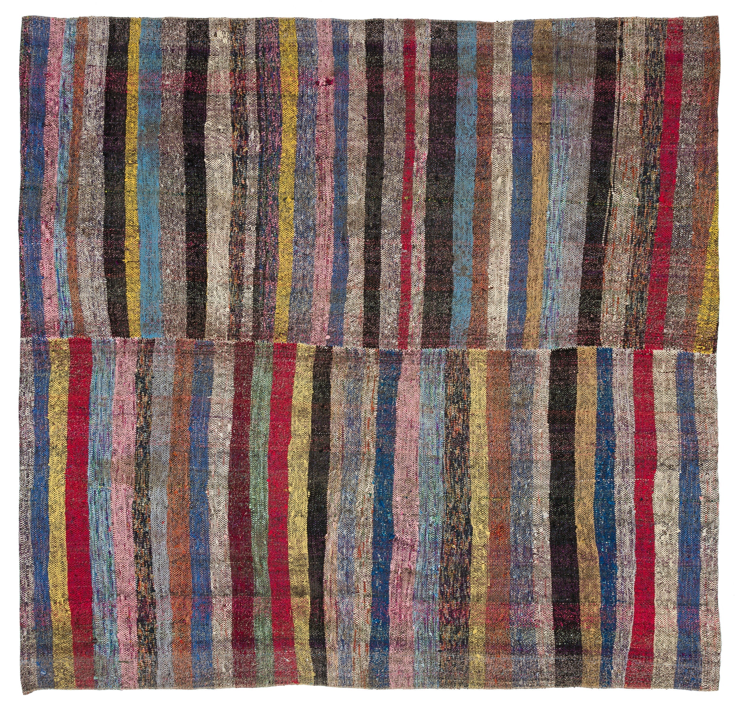 Girit Beige Striped Wool Handmade Area Rug 4'6" x 10'1"