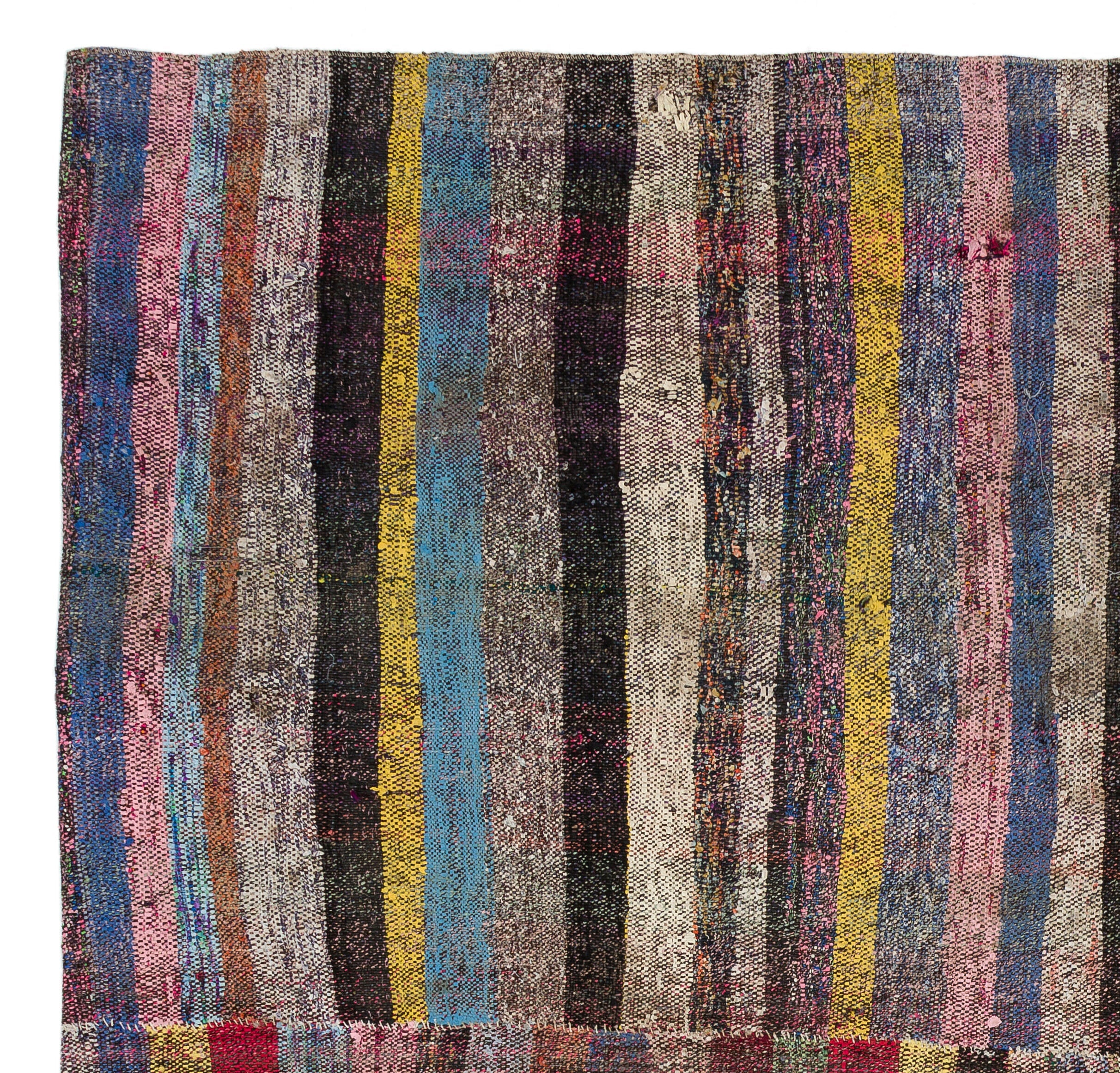 Girit Beige Striped Wool Handmade Area Rug 4'6" x 10'1"