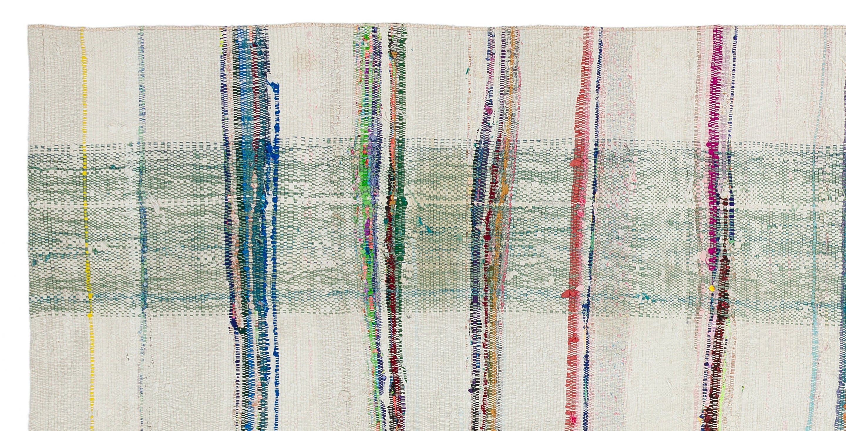 Girit Beige Striped Wool Handmade Area Rug 4'2" x 8'4"
