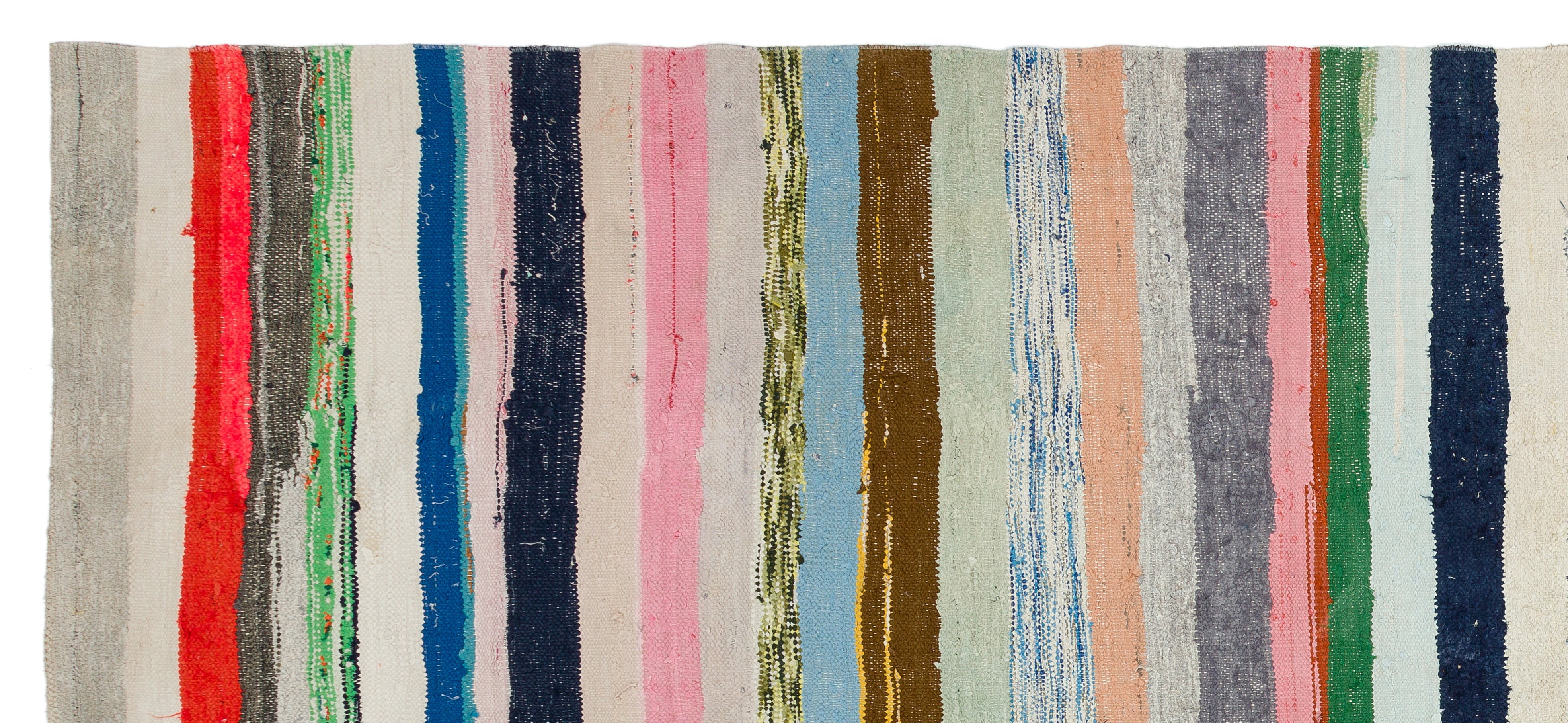 Girit Beige Striped Wool Handmade Area Rug 6'2" x 9'5"