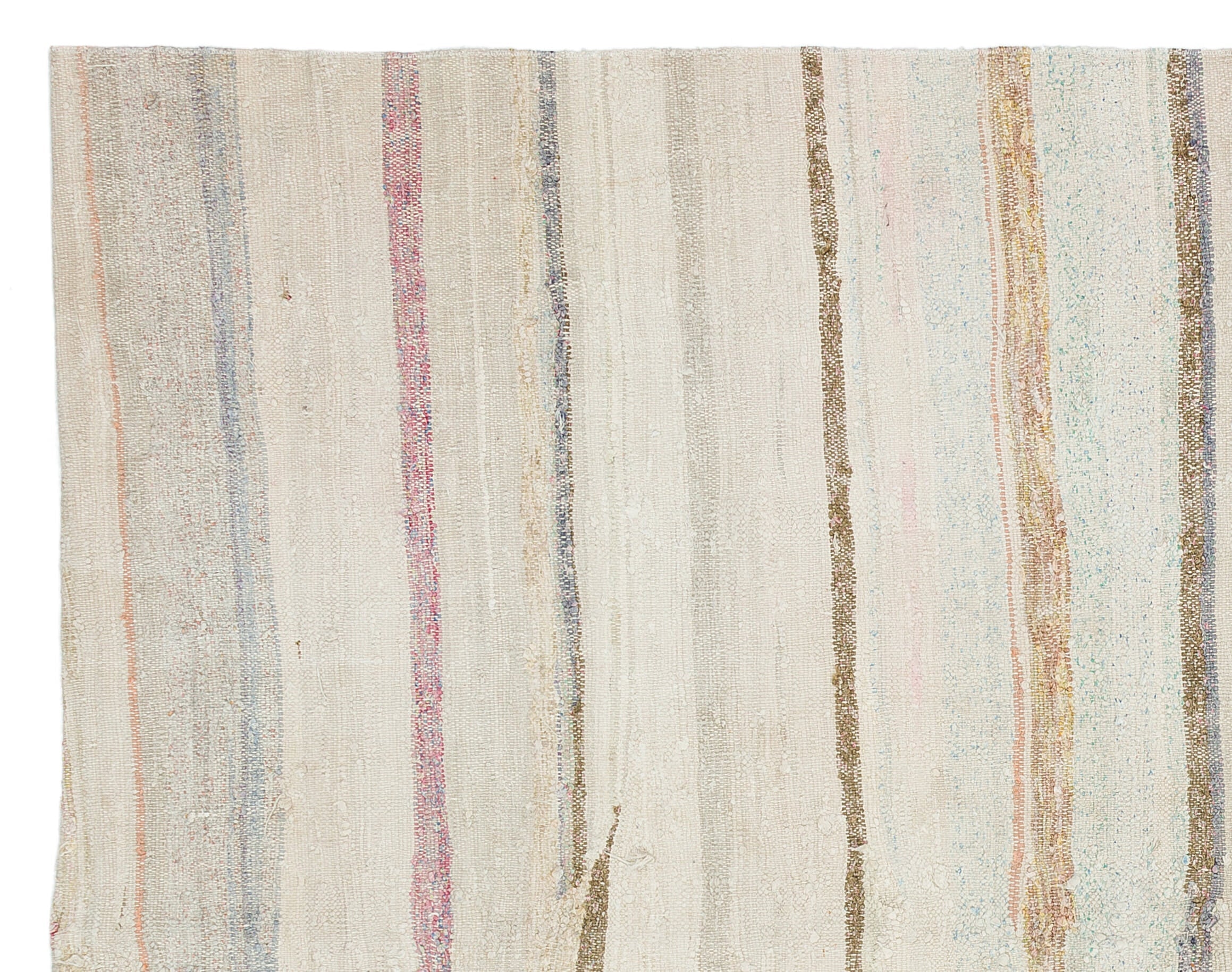 Girit 37262 Beige Striped Wool Handmade Area Rug 5'3" x 6'9"