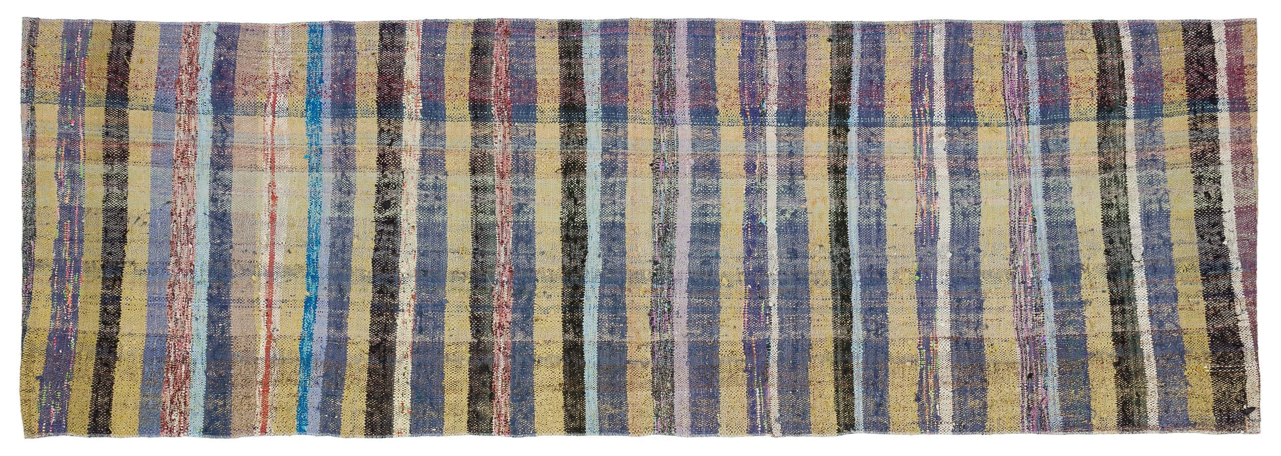 Girit Beige Striped Wool Handmade Area Rug 2'10" x 8'3"