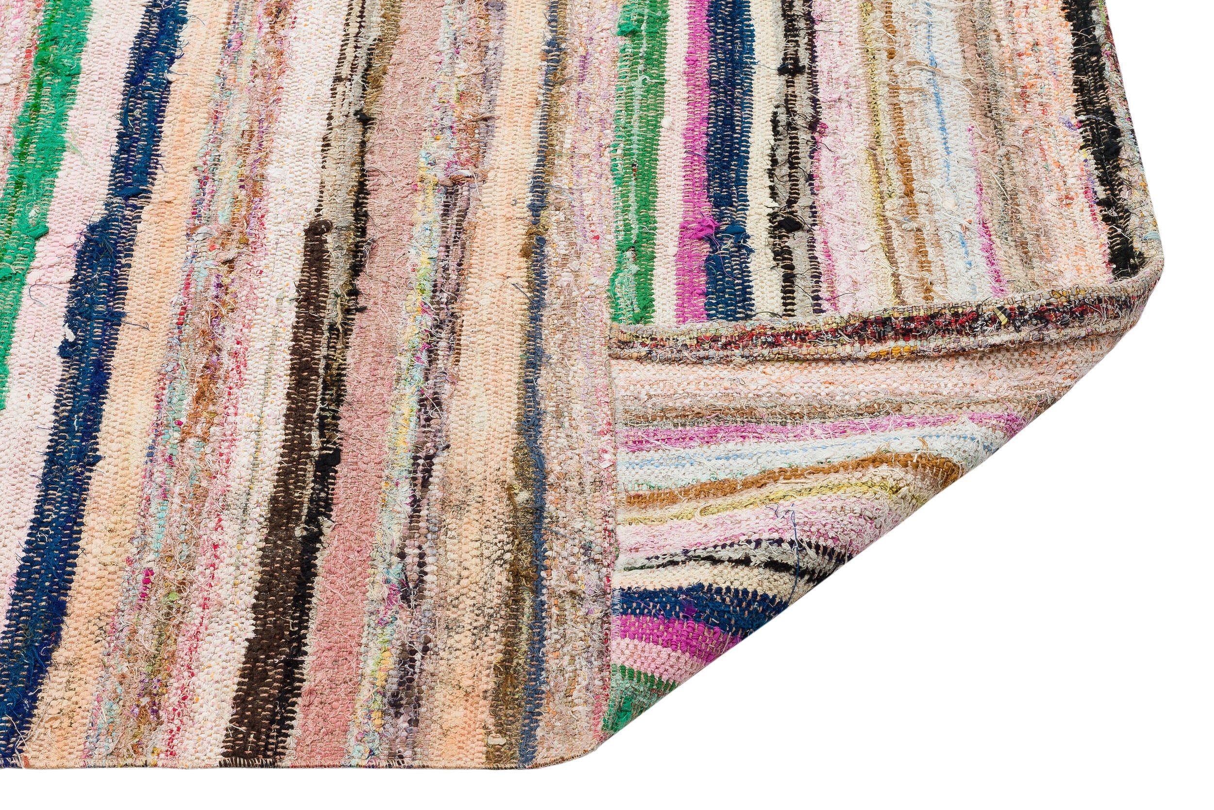 Girit Beige Striped Wool Handmade Area Rug 5'10" x 5'5"