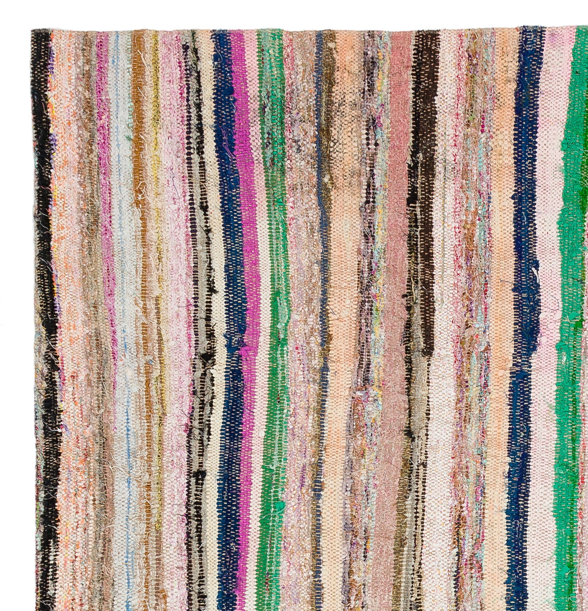 Girit Beige Striped Wool Handmade Area Rug 5'10" x 5'5"