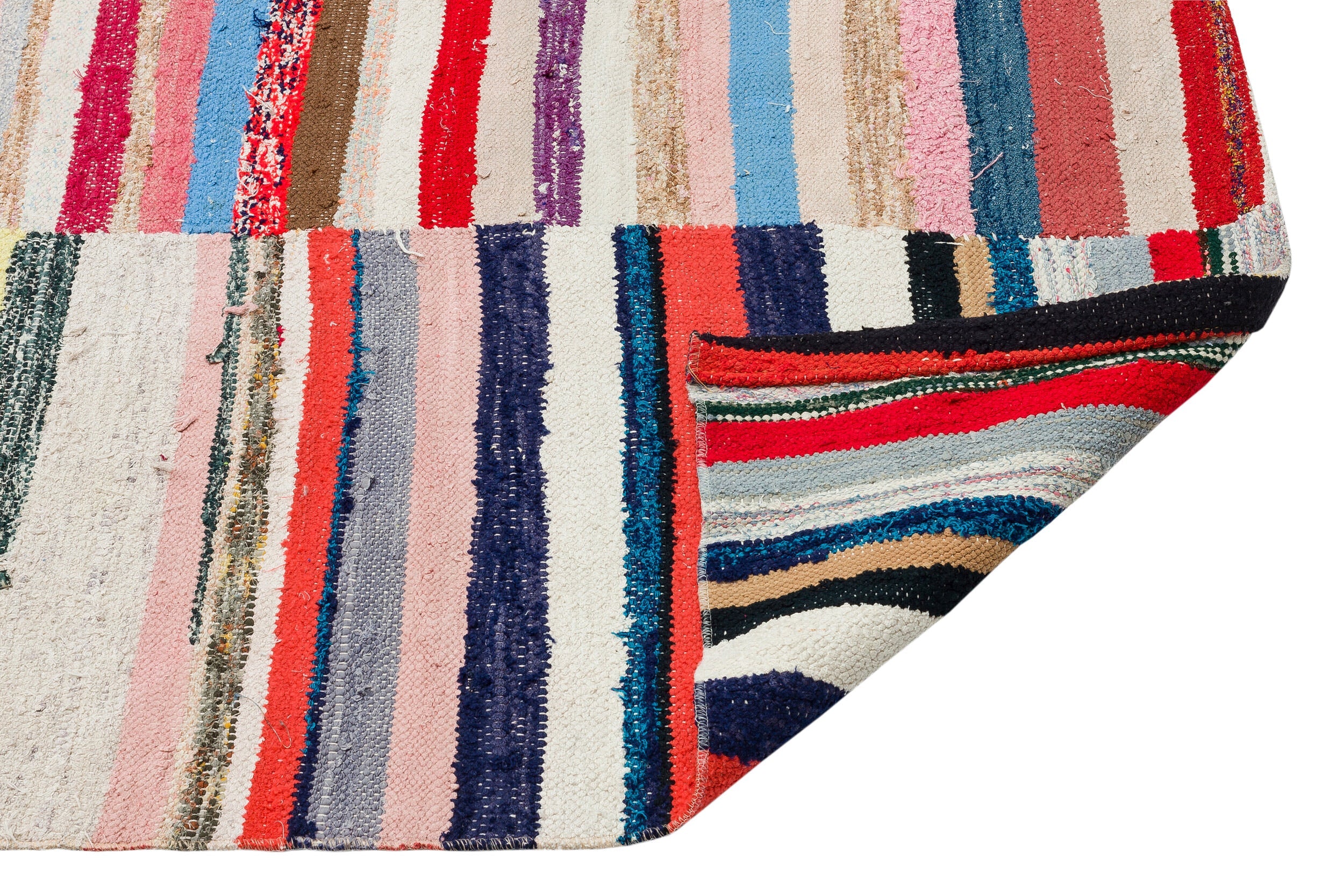 Girit Grey Striped Wool Handmade Area Rug 5'2" x 7'1"