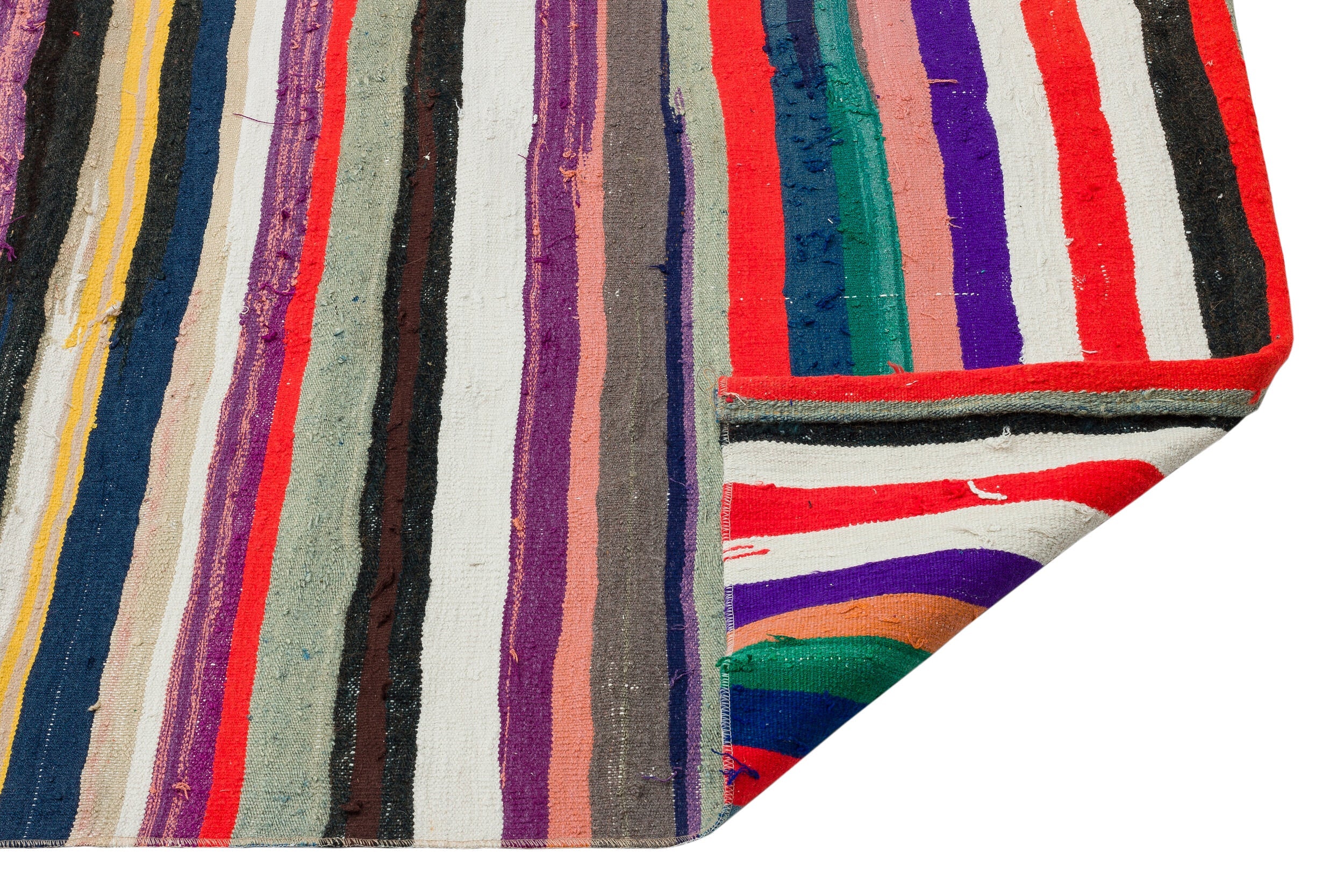 Girit Multy Striped Wool Handmade Area Rug 4'8" x 10'5"