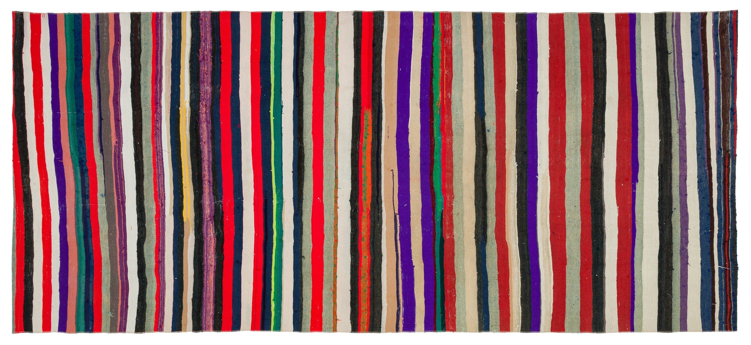 Girit Multy Striped Wool Handmade Area Rug 4'8" x 10'5"