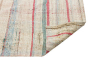 Girit Beige Striped Wool Handmade Area Rug 5'6" x 7'9"