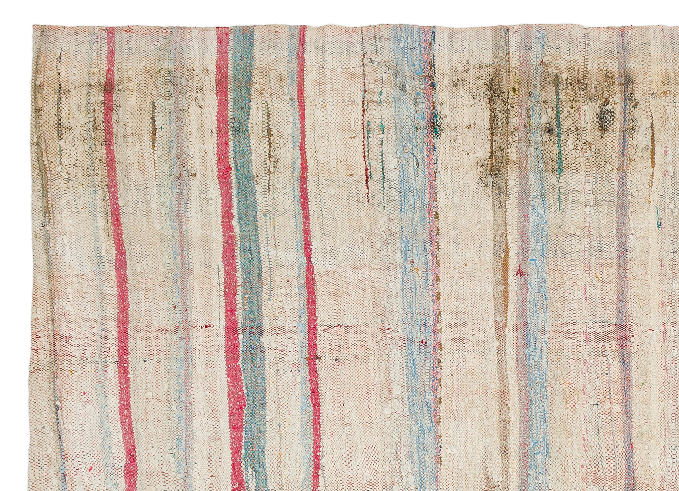 Girit Beige Striped Wool Handmade Area Rug 5'6" x 7'9"