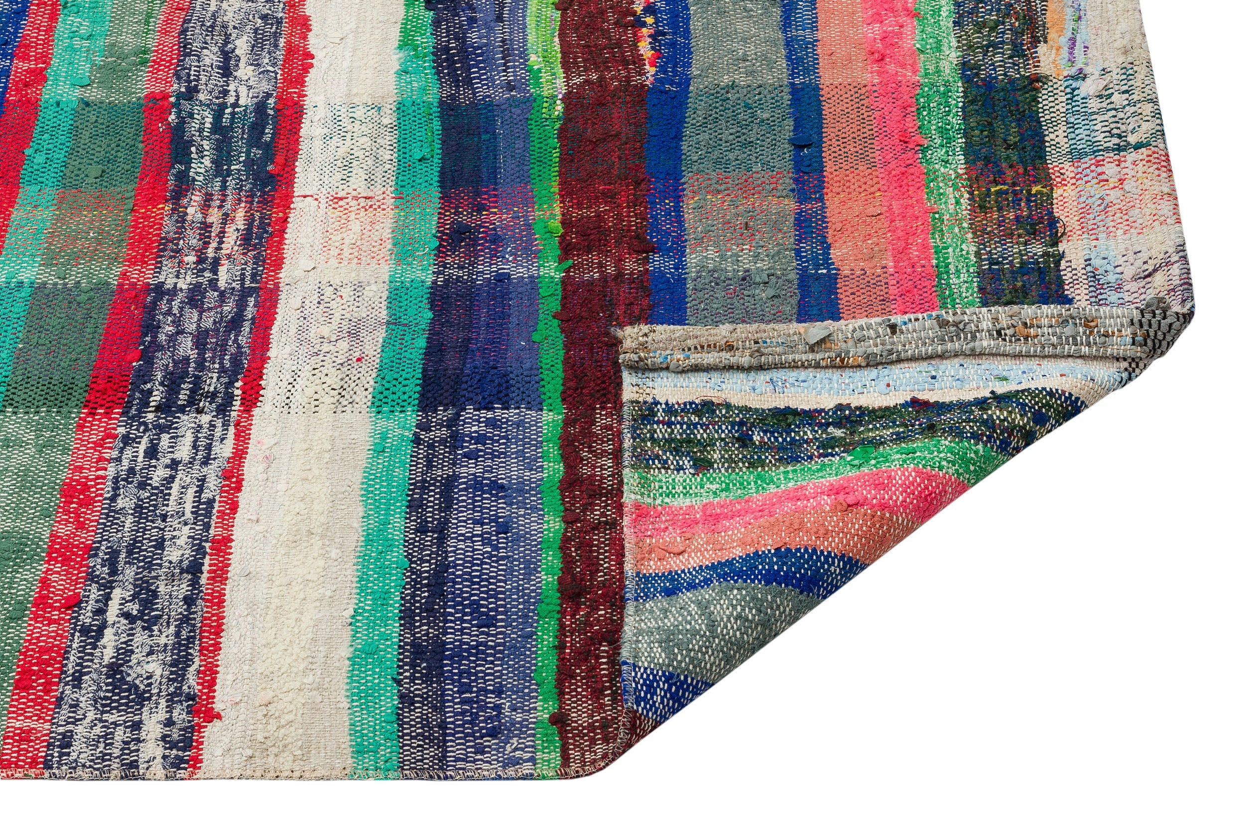Girit Beige Striped Wool Handmade Area Rug 5'6" x 9'10"