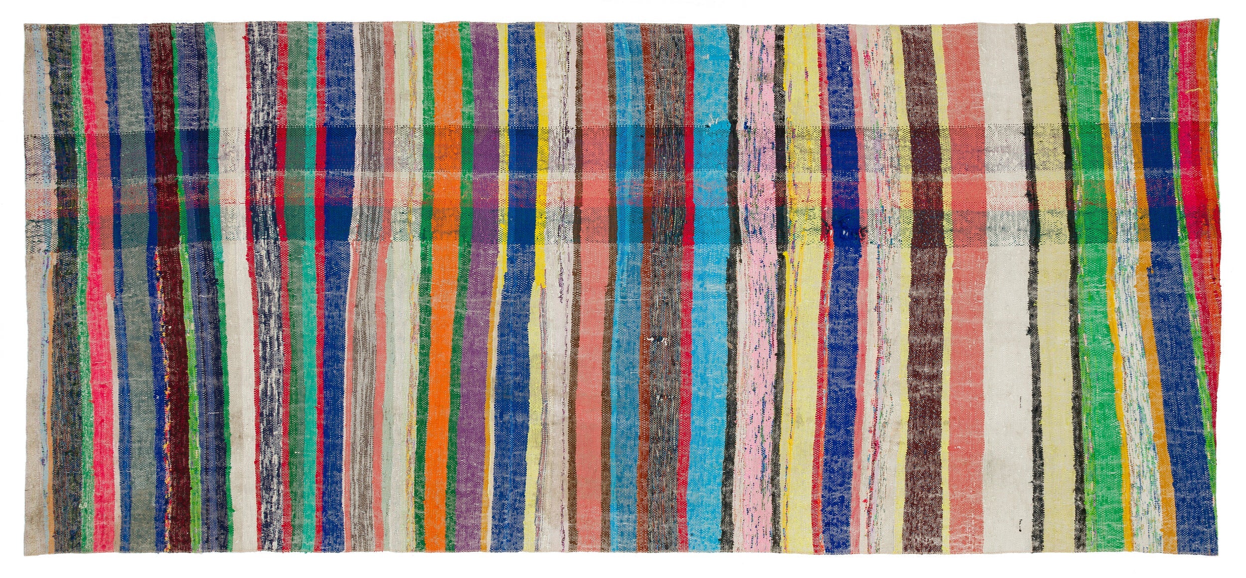 Girit Beige Striped Wool Handmade Area Rug 5'6" x 9'10"