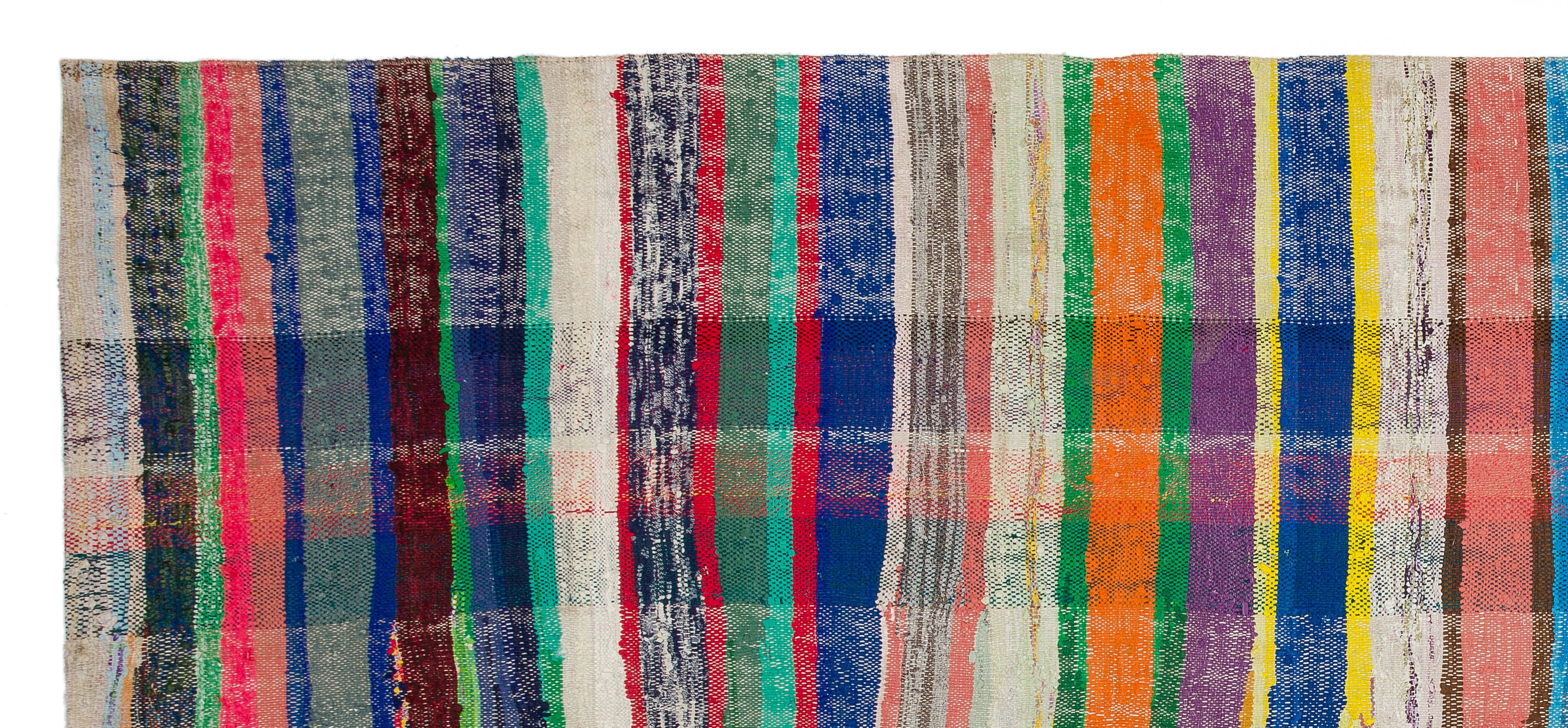 Girit Beige Striped Wool Handmade Area Rug 5'6" x 9'10"