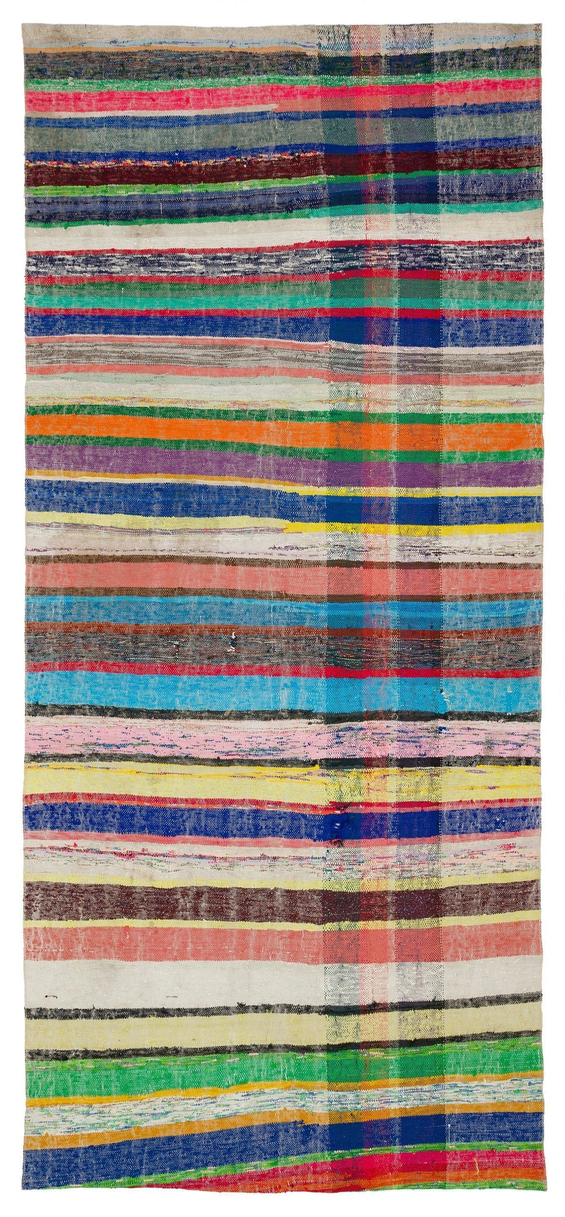 Girit Beige Striped Wool Handmade Area Rug 5'6" x 9'10"