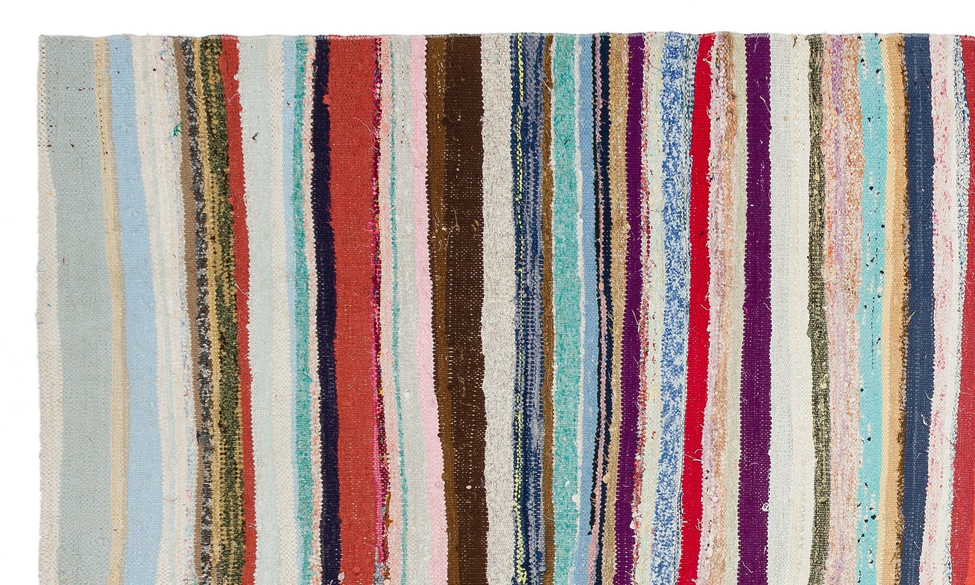 Girit Beige Striped Wool Handmade Area Rug 5'8" x 9'7"