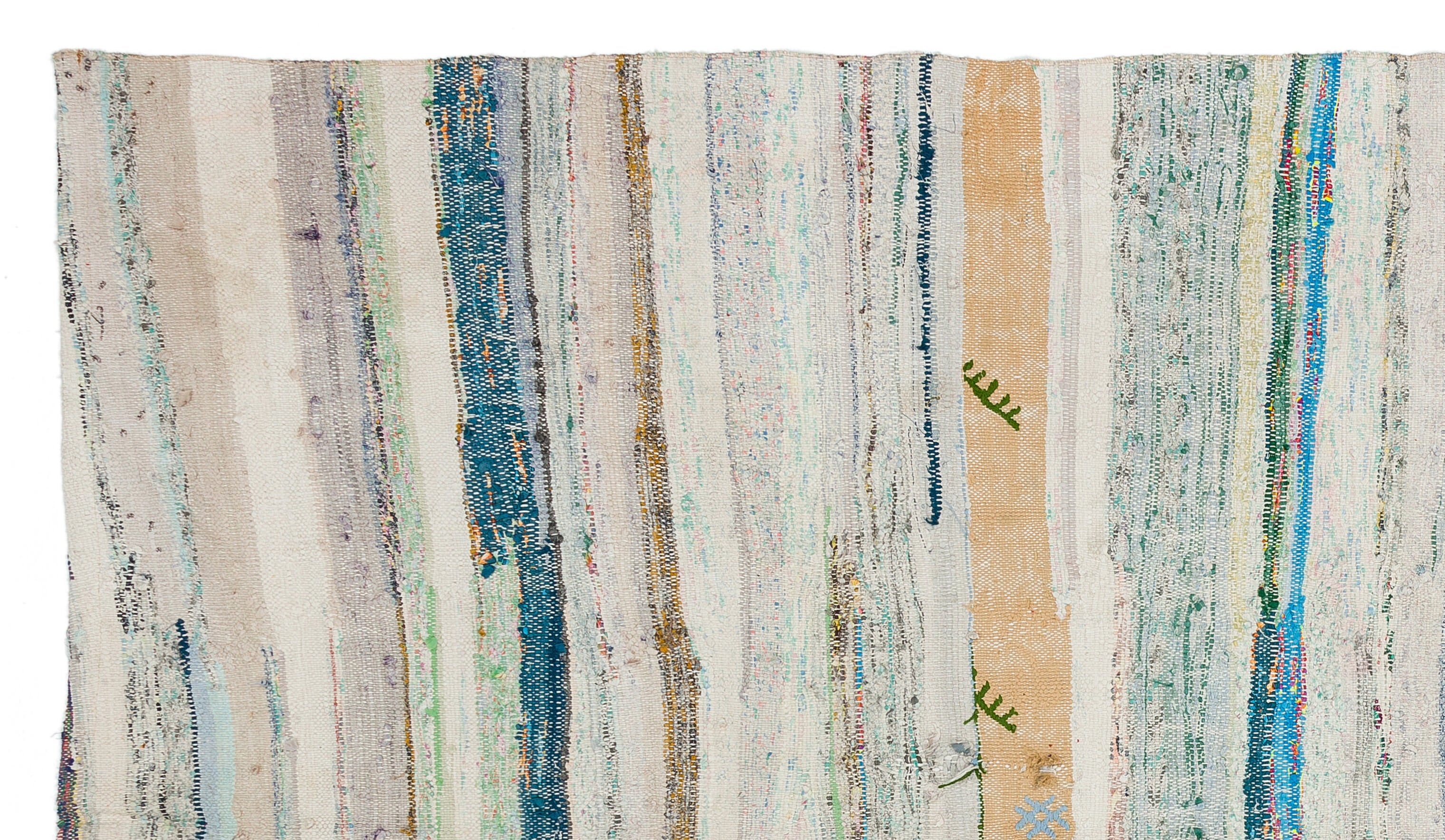 Girit Beige Striped Wool Handmade Area Rug 5'2" x 9'0"