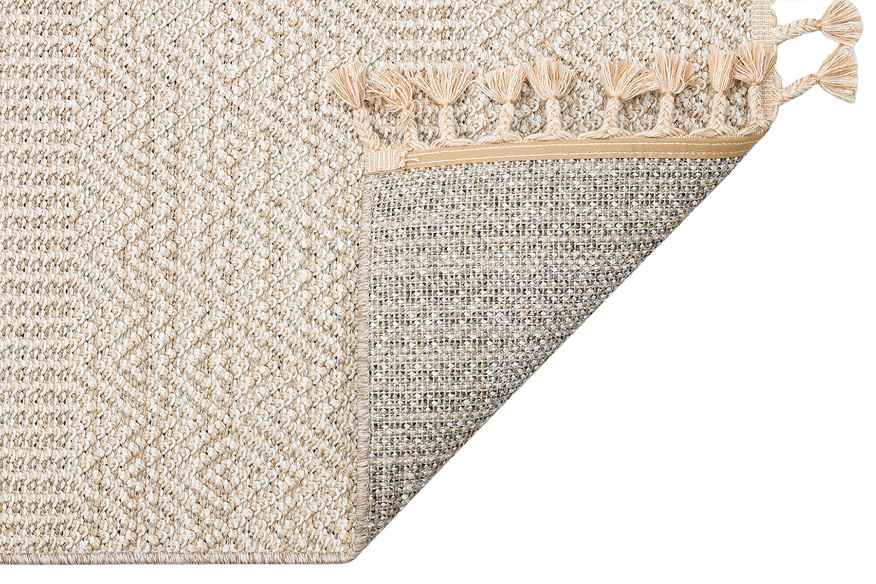 Beige Jute Area Rug – Machine Made Rug with Geometric Design, Easy Clean