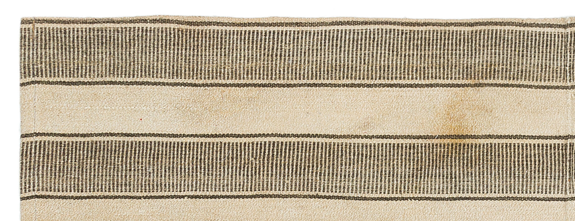 Girit Beige Striped Wool Handmade Area Rug 2'0" x 5'6"