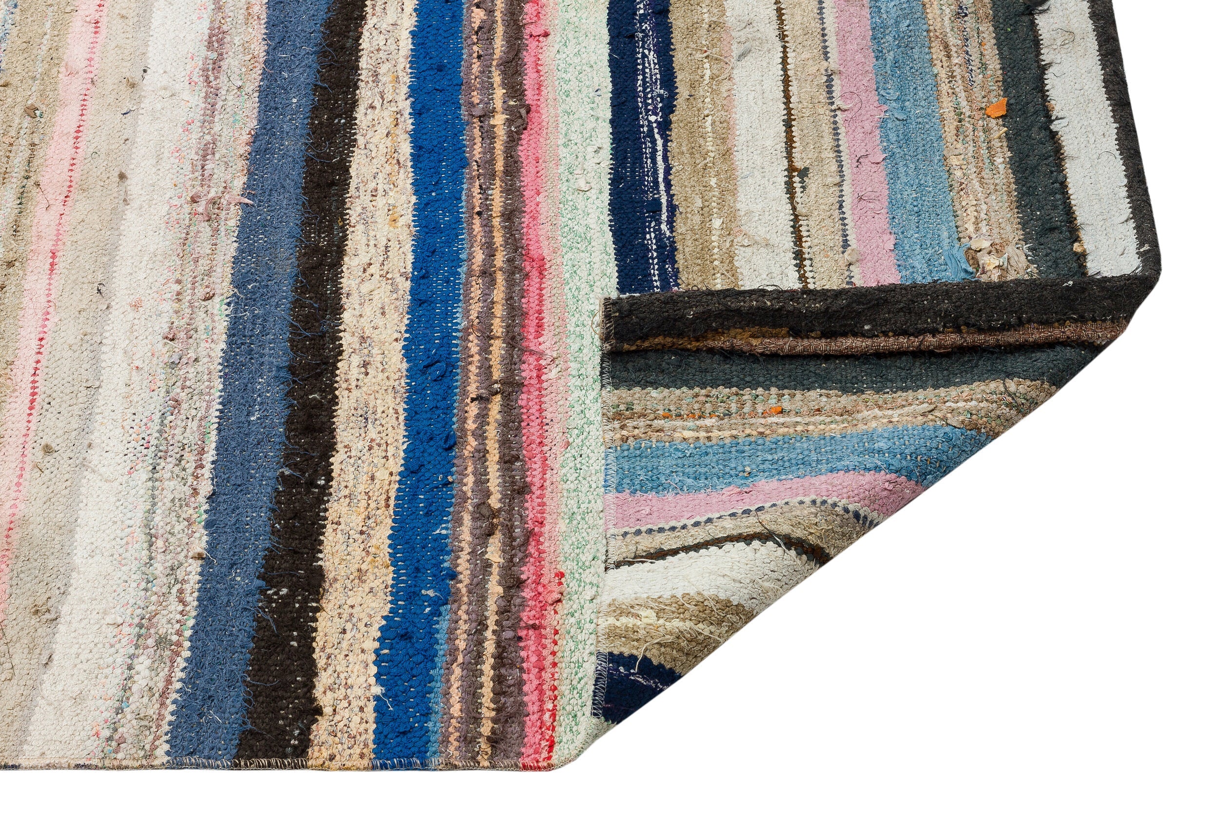 Girit Beige Striped Wool Handmade Area Rug 5'10" x 10'1"