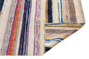 Girit Beige Striped Wool Handmade Area Rug 5'1" x 6'10"
