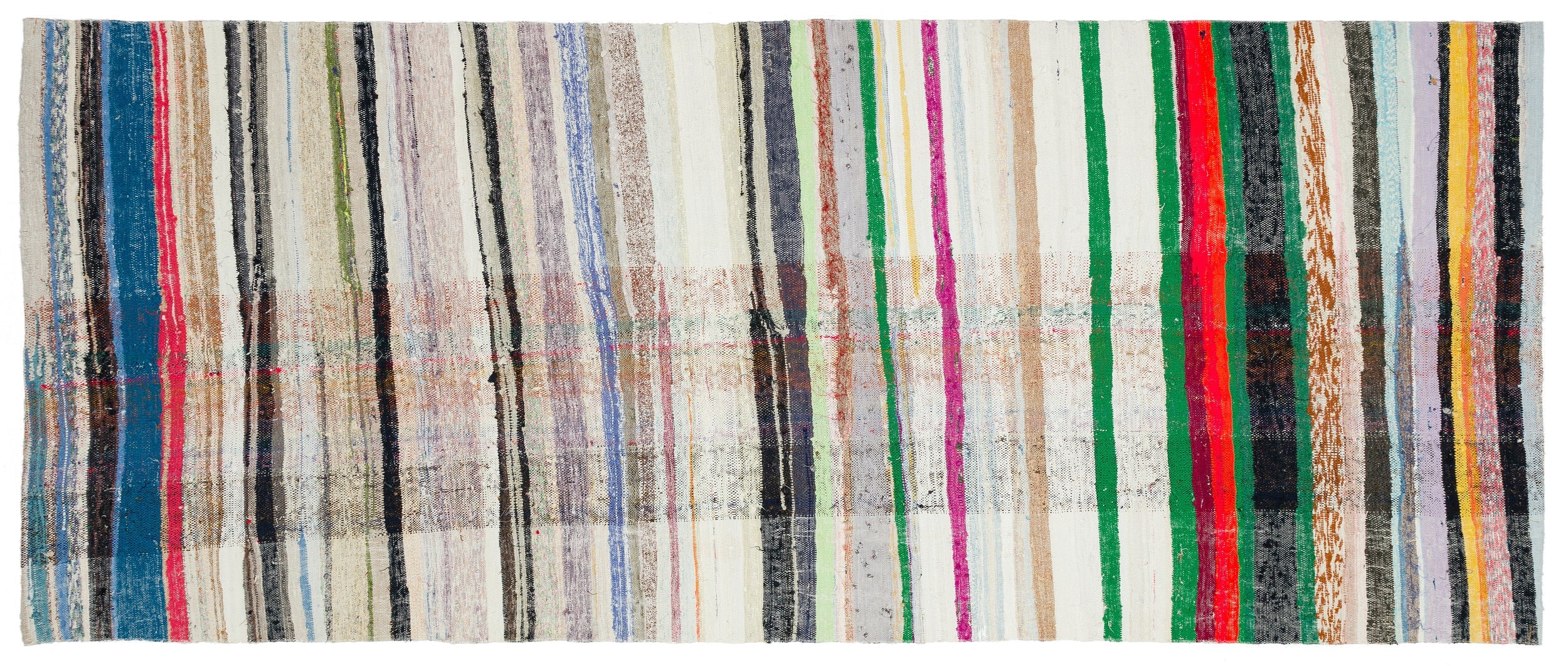 Girit Beige Striped Wool Handmade Area Rug 5'9" x 9'6"
