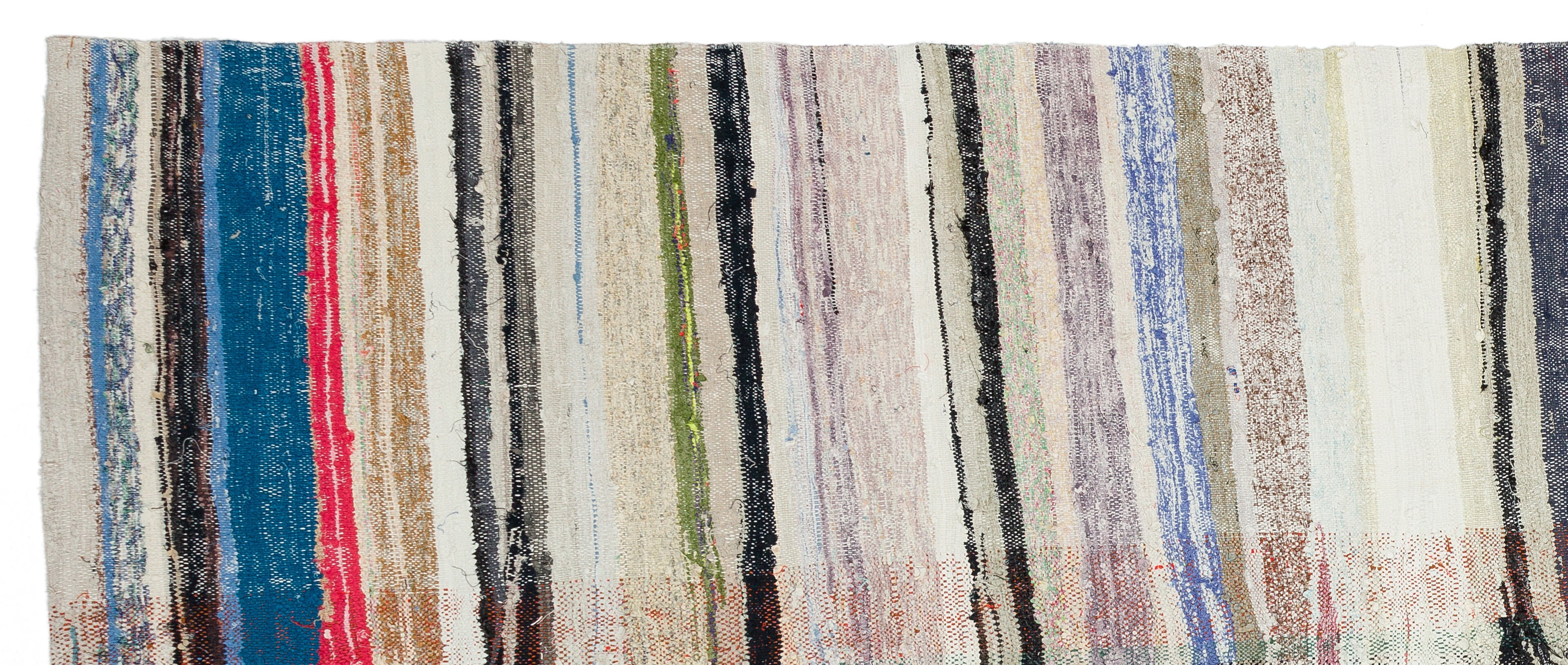 Girit Beige Striped Wool Handmade Area Rug 5'9" x 9'6"