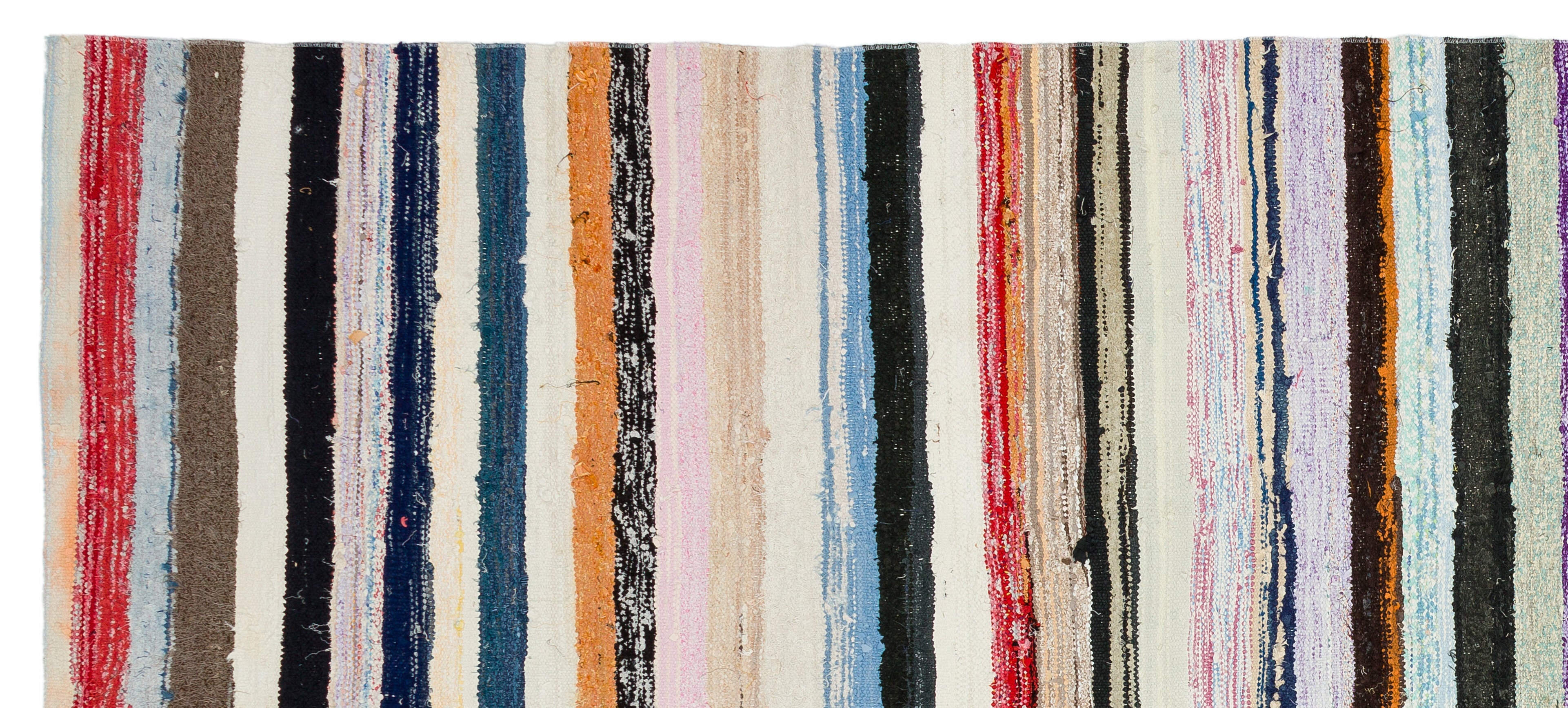 Girit Beige Striped Wool Handmade Area Rug 5'10" x 9'8"