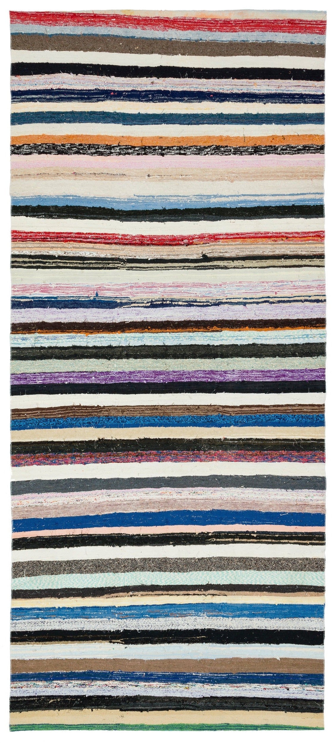 Girit Beige Striped Wool Handmade Area Rug 5'10" x 9'8"