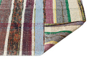 Girit Beige Striped Wool Handmade Area Rug 4'5" x 8'11"
