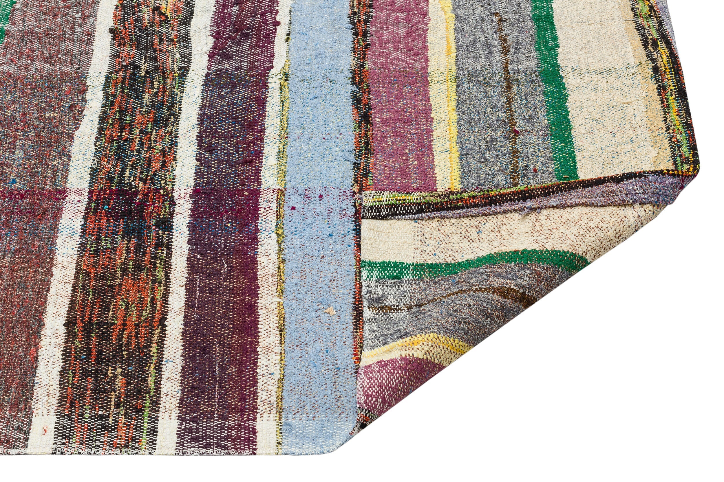 Girit Beige Striped Wool Handmade Area Rug 4'5" x 8'11"