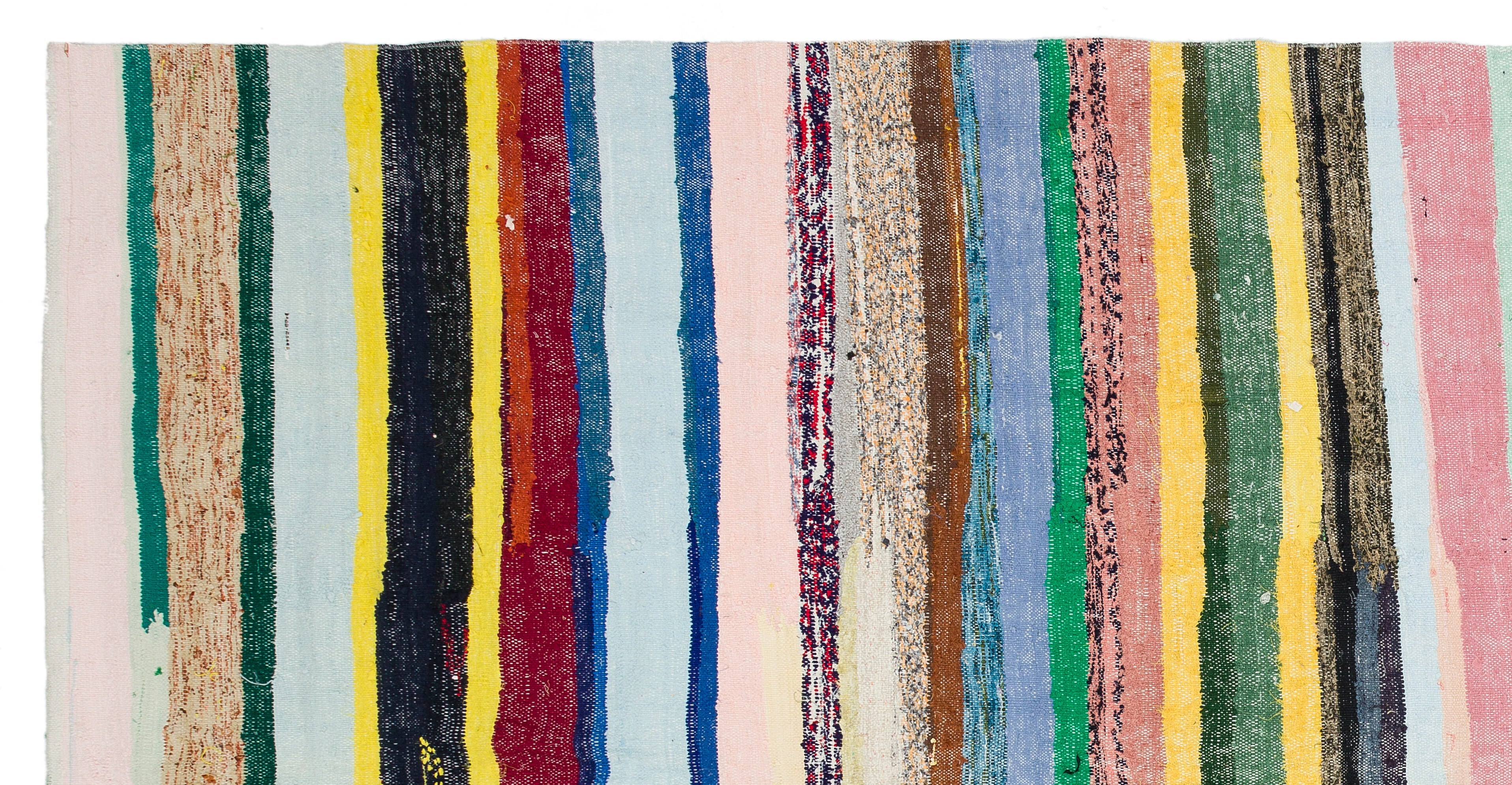 Girit Beige Striped Wool Handmade Area Rug 5'11" x 11'4"
