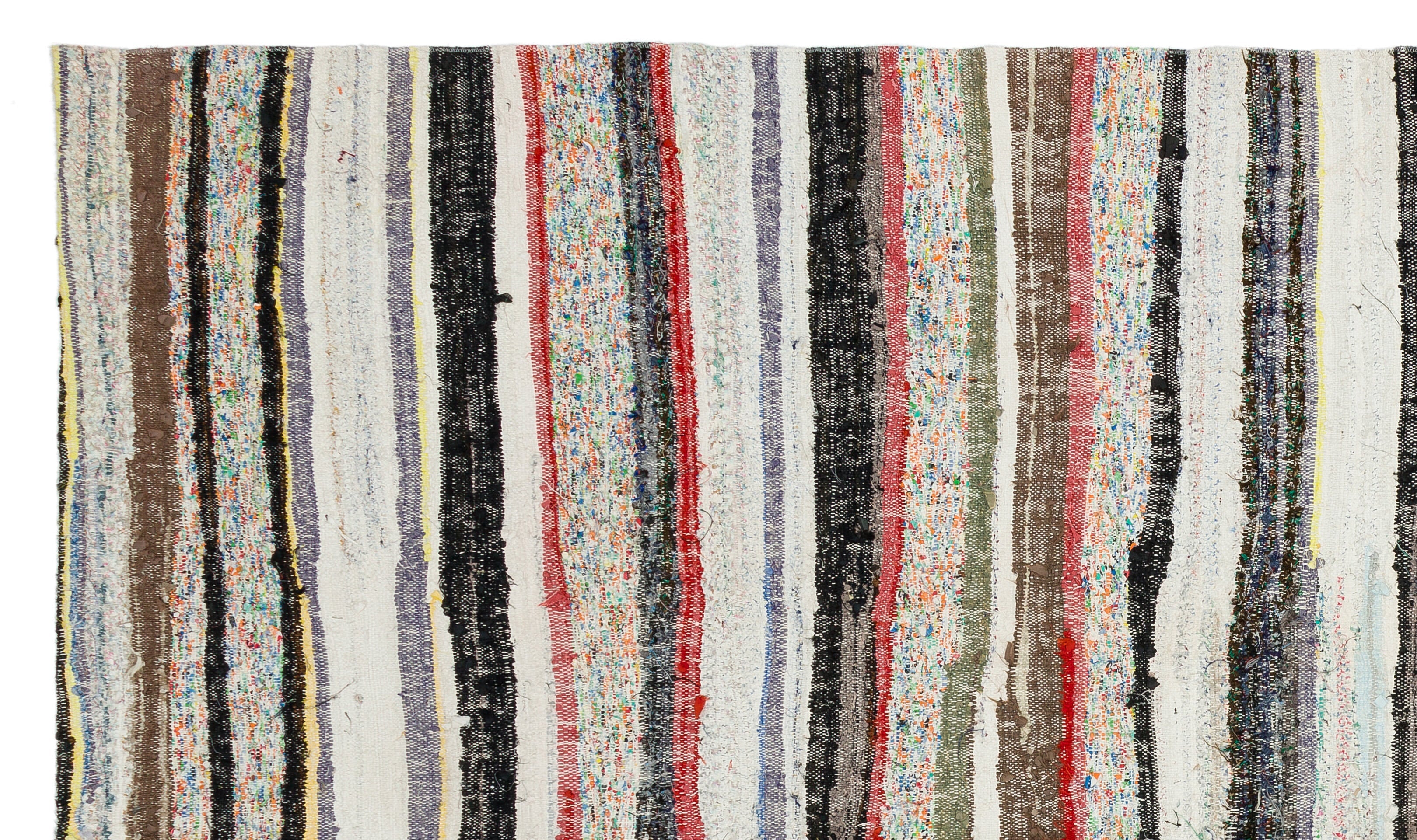 Girit Beige Striped Wool Handmade Area Rug 5'7" x 9'6"