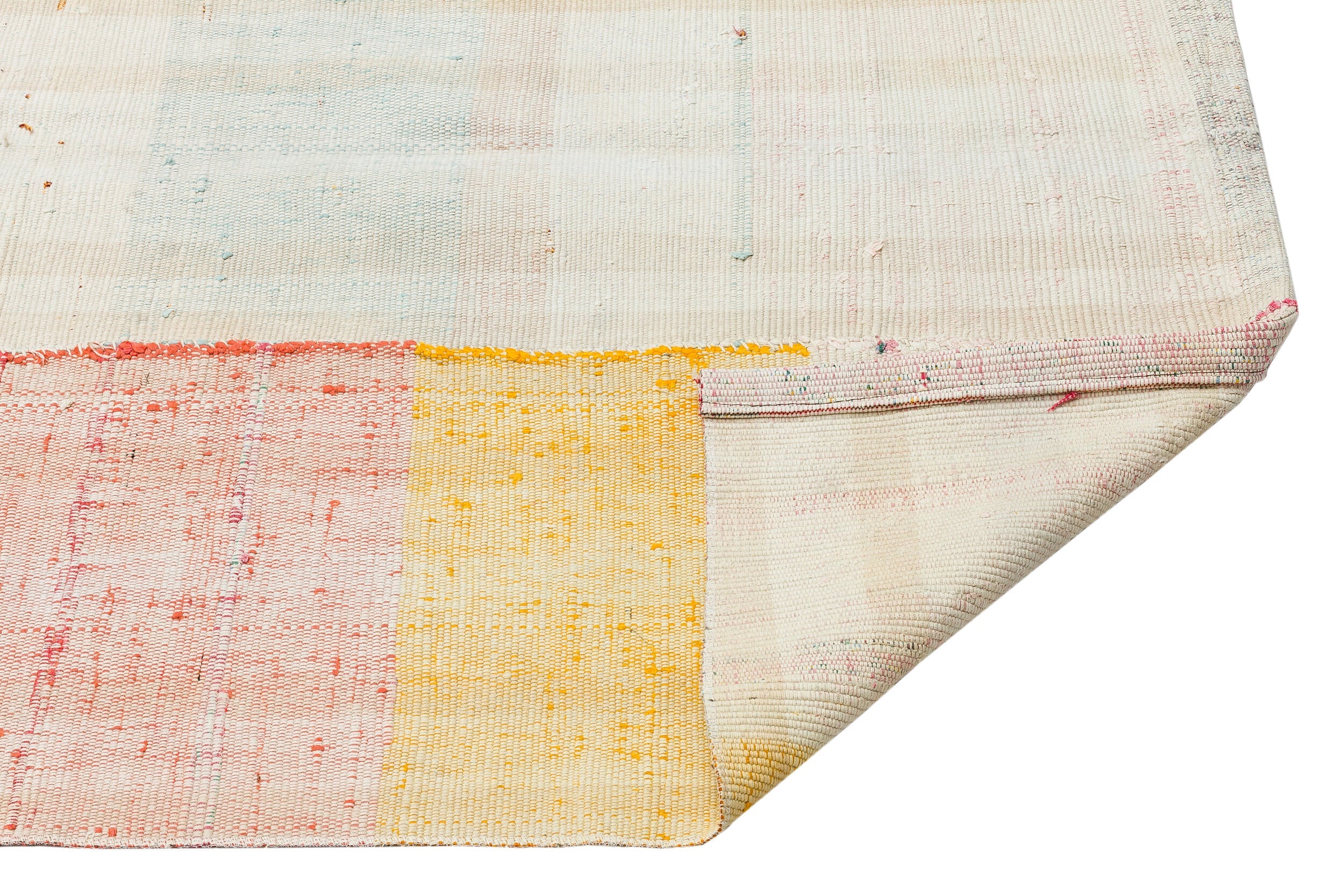 Girit Beige Striped Wool Handmade Area Rug 4'1" x 8'4"