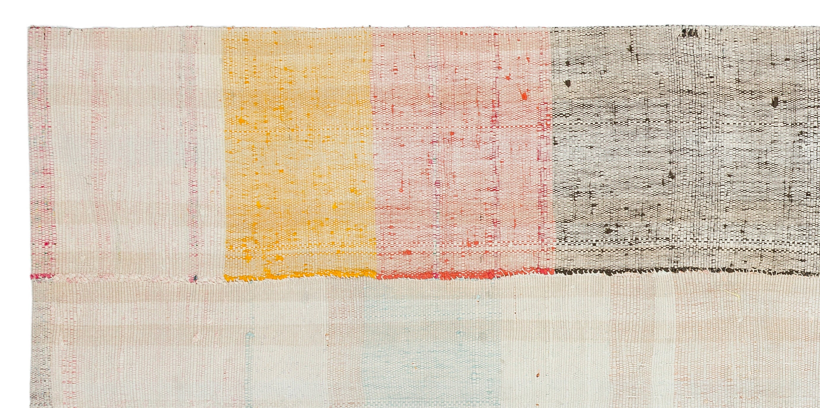 Girit Beige Striped Wool Handmade Area Rug 4'1" x 8'4"