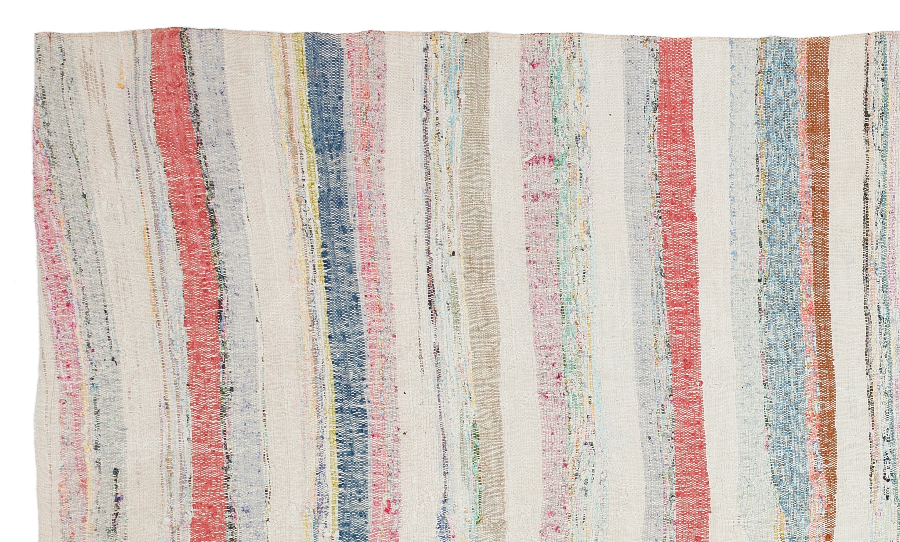 Girit Beige Striped Wool Handmade Area Rug 5'5" x 9'1"