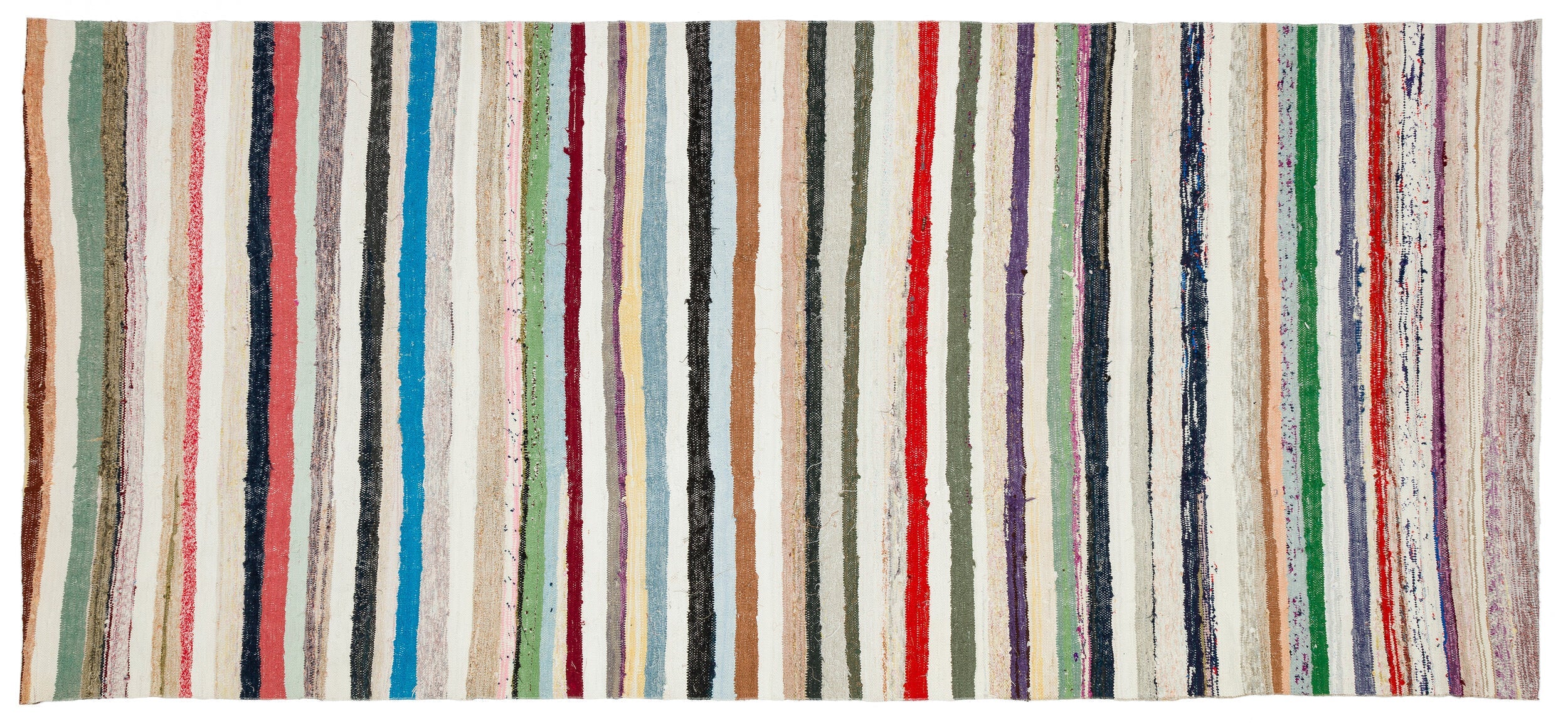 Girit Beige Striped Wool Handmade Area Rug 5'4" x 12'0"