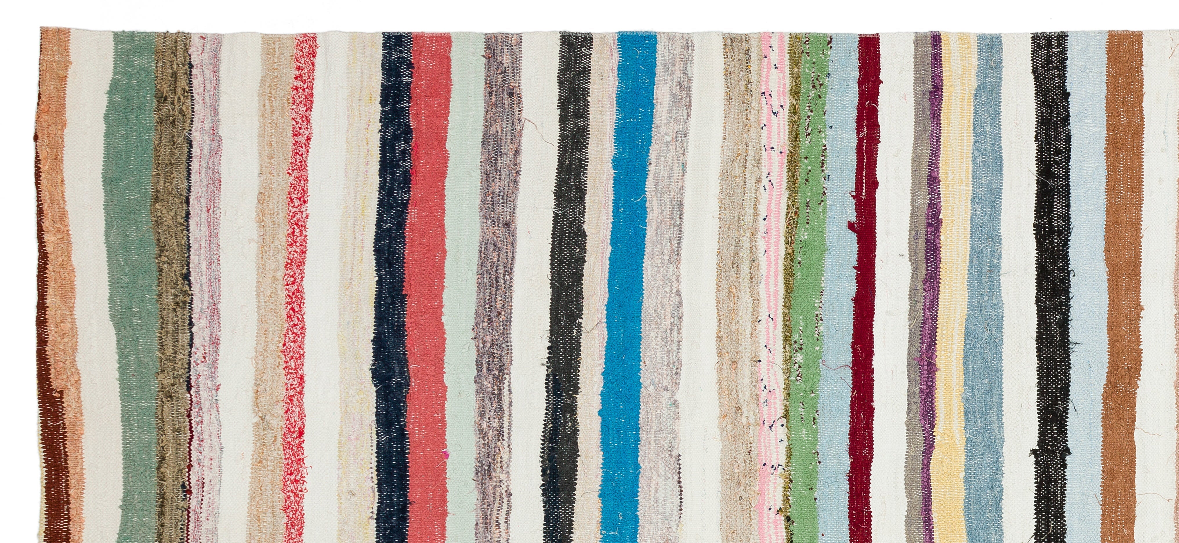 Girit Beige Striped Wool Handmade Area Rug 5'4" x 12'0"