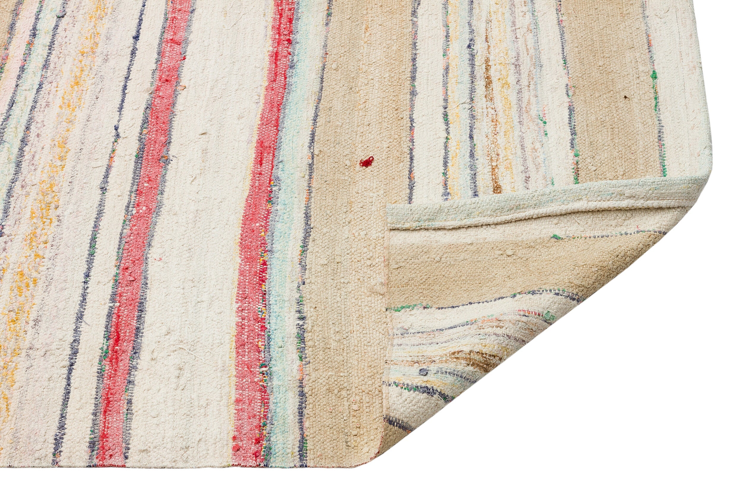 Girit Beige Striped Wool Handmade Area Rug 5'4" x 10'2"