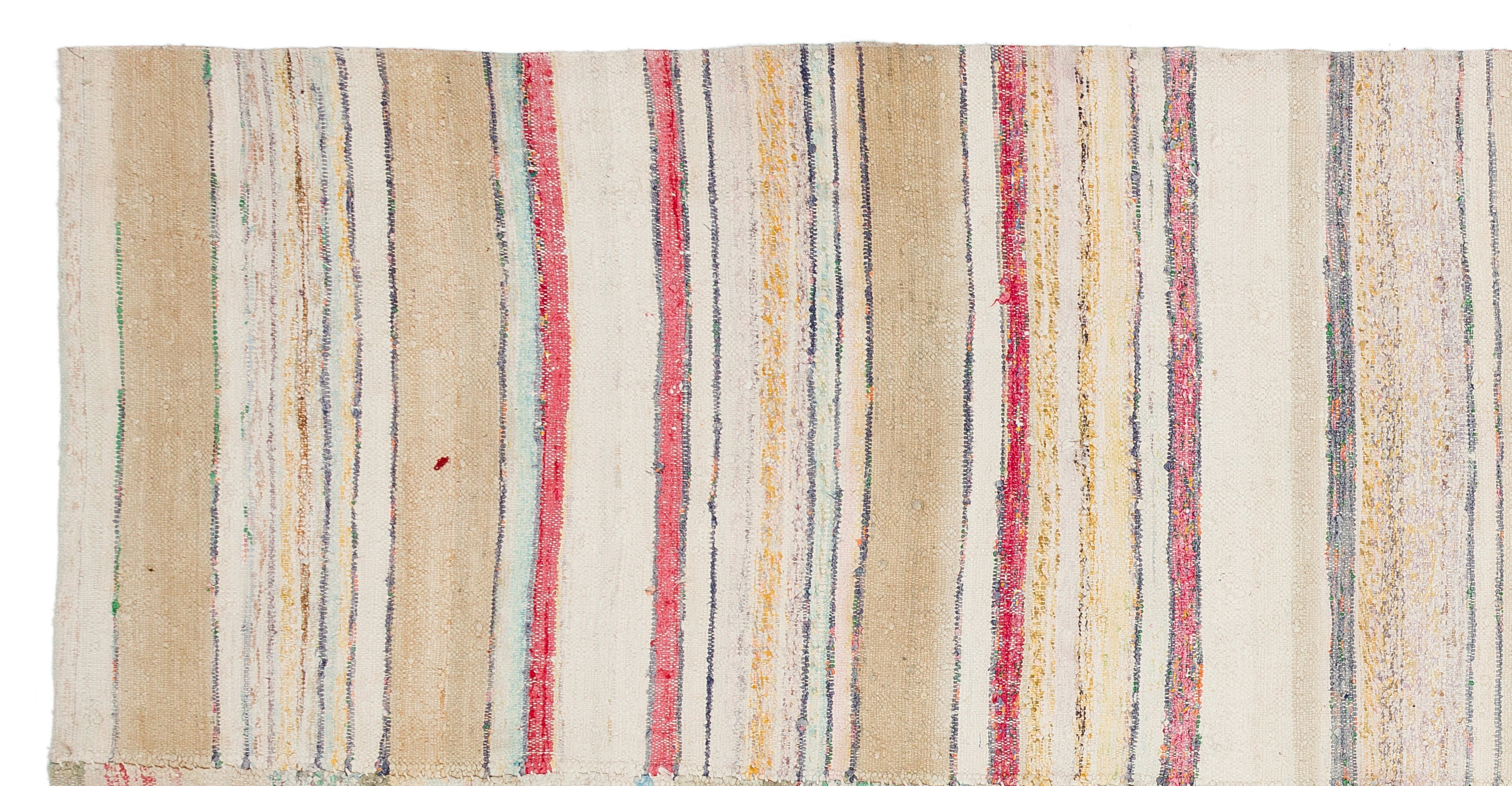 Girit Beige Striped Wool Handmade Area Rug 5'4" x 10'2"
