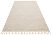 Beige Geometric Jute Rug - Machine Made Area Rug With Soft Texture & Dust Free Finish