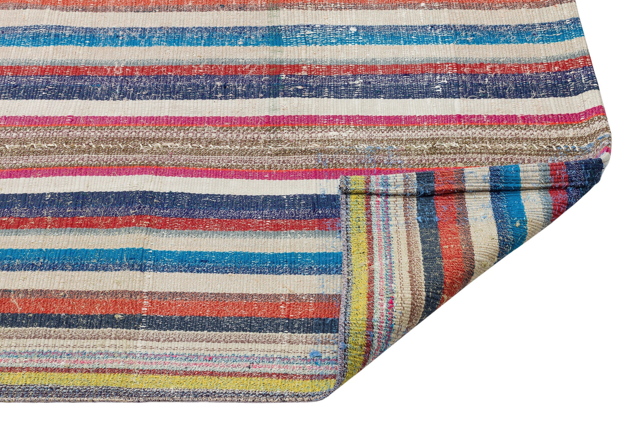 Girit Beige Striped Wool Handmade Area Rug 6'0" x 9'8"