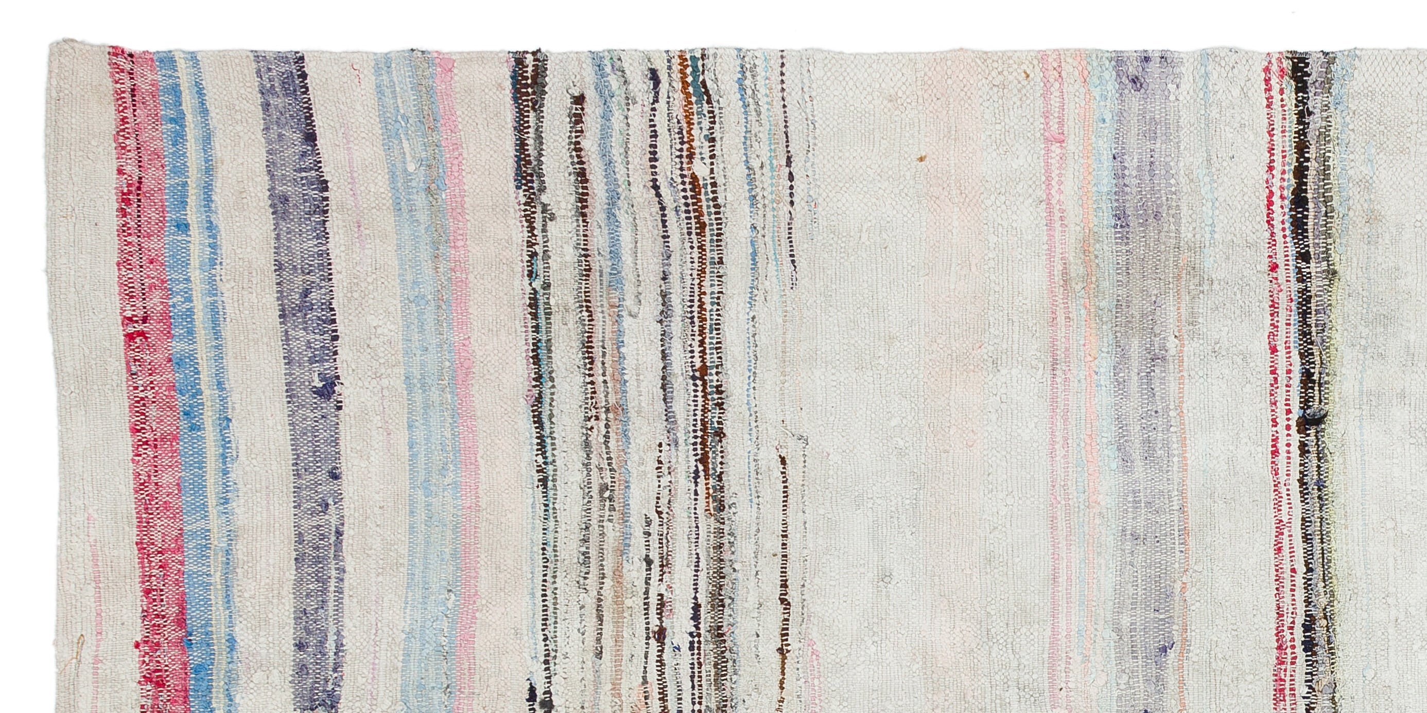 Girit Beige Striped Wool Handmade Area Rug 4'0" x 8'4"