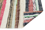 Girit Beige Striped Wool Handmade Area Rug 5'6" x 5'10"