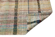 Girit Beige Striped Wool Handmade Area Rug 5'11" x 9'1"